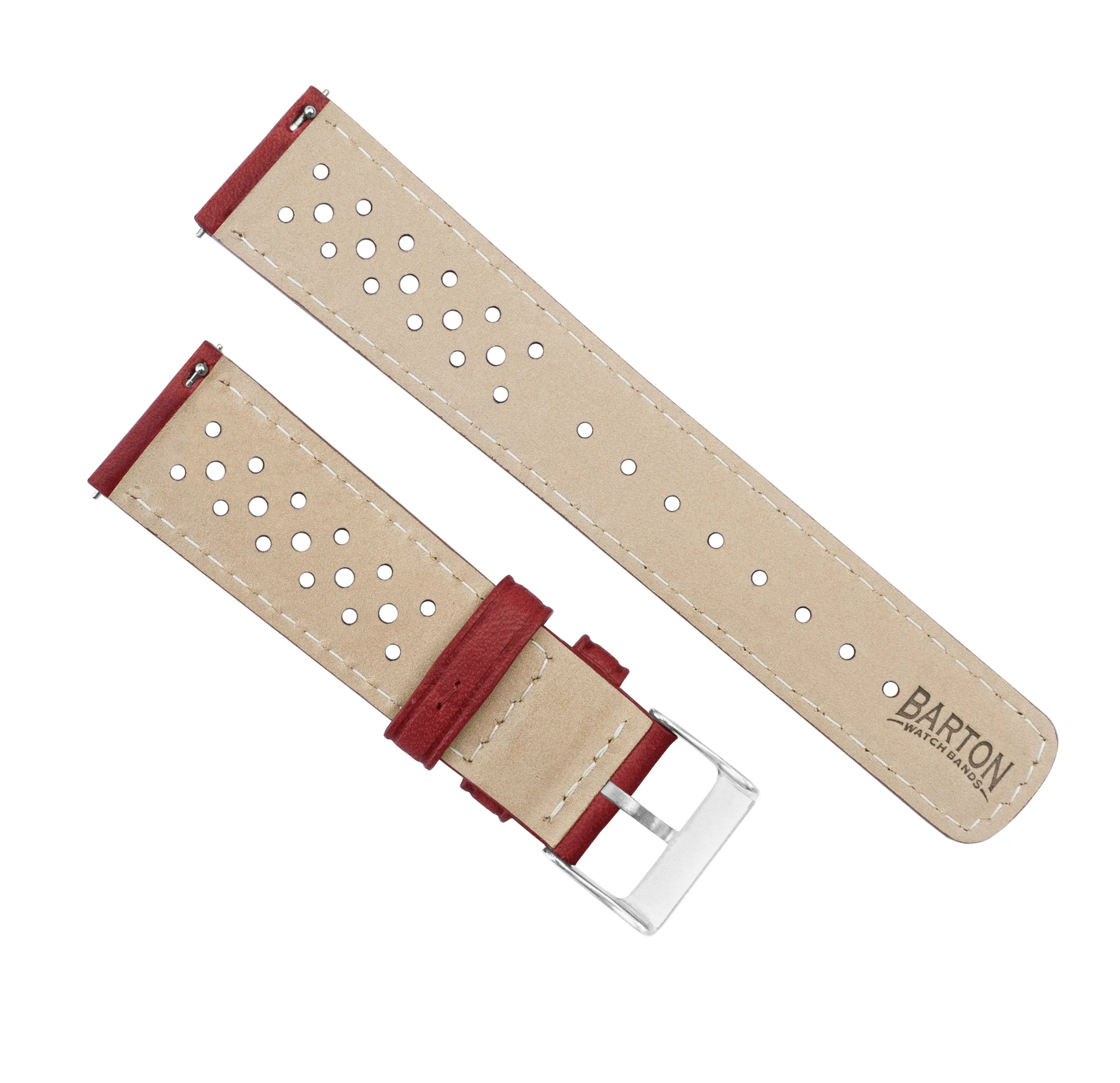 Samsung Galaxy Watch Active Racing Horween Leather Crimson Red Watch Band