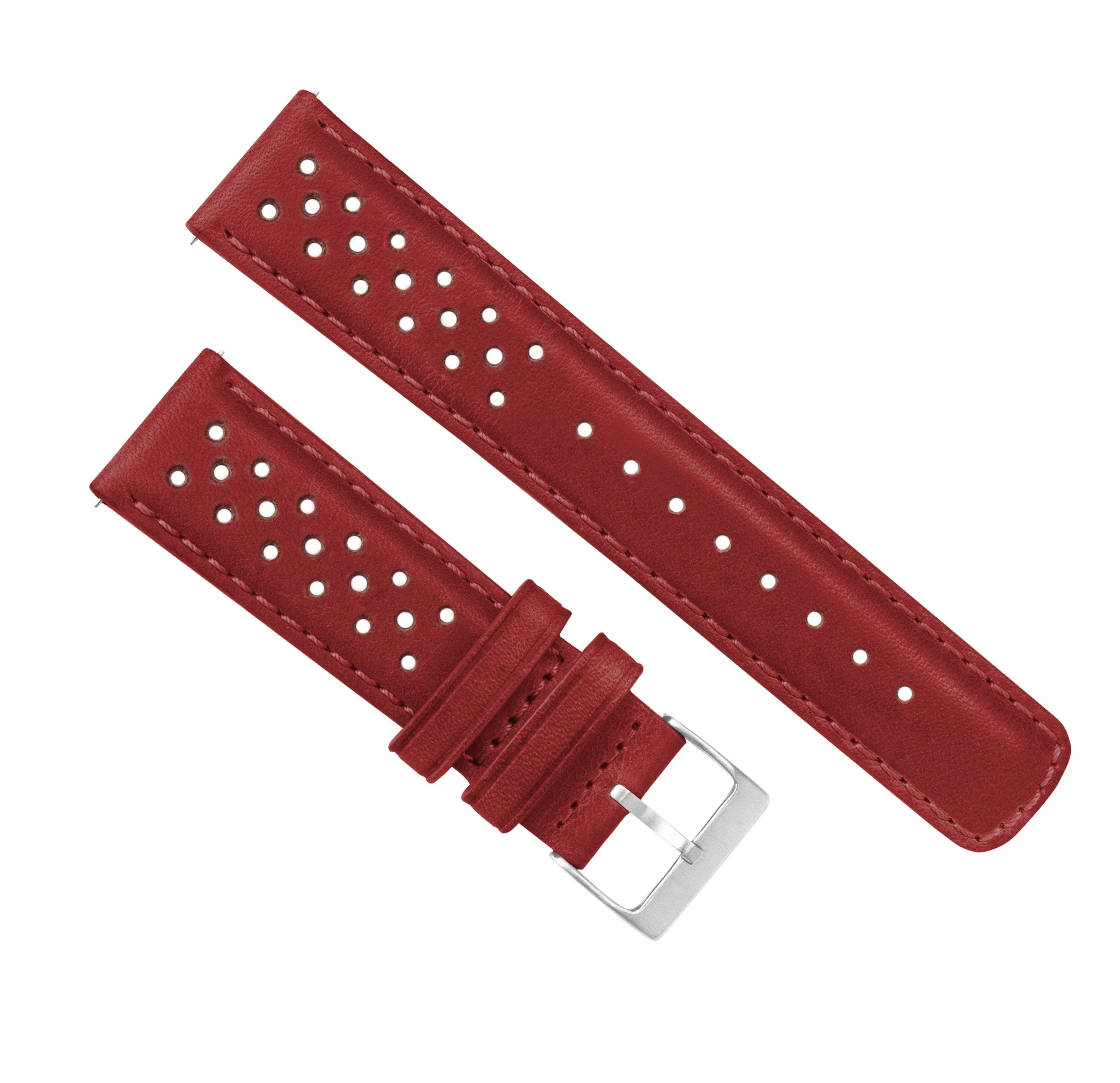 Samsung Galaxy Watch Active Racing Horween Leather Crimson Red Watch Band