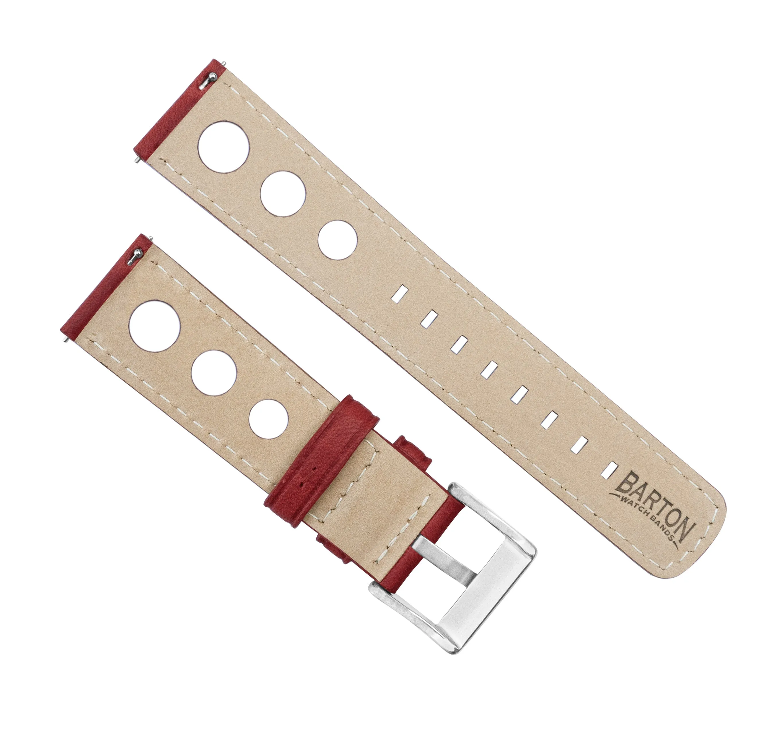 Samsung Galaxy Watch Active Rally Horween Leather Crimson Red Watch Band