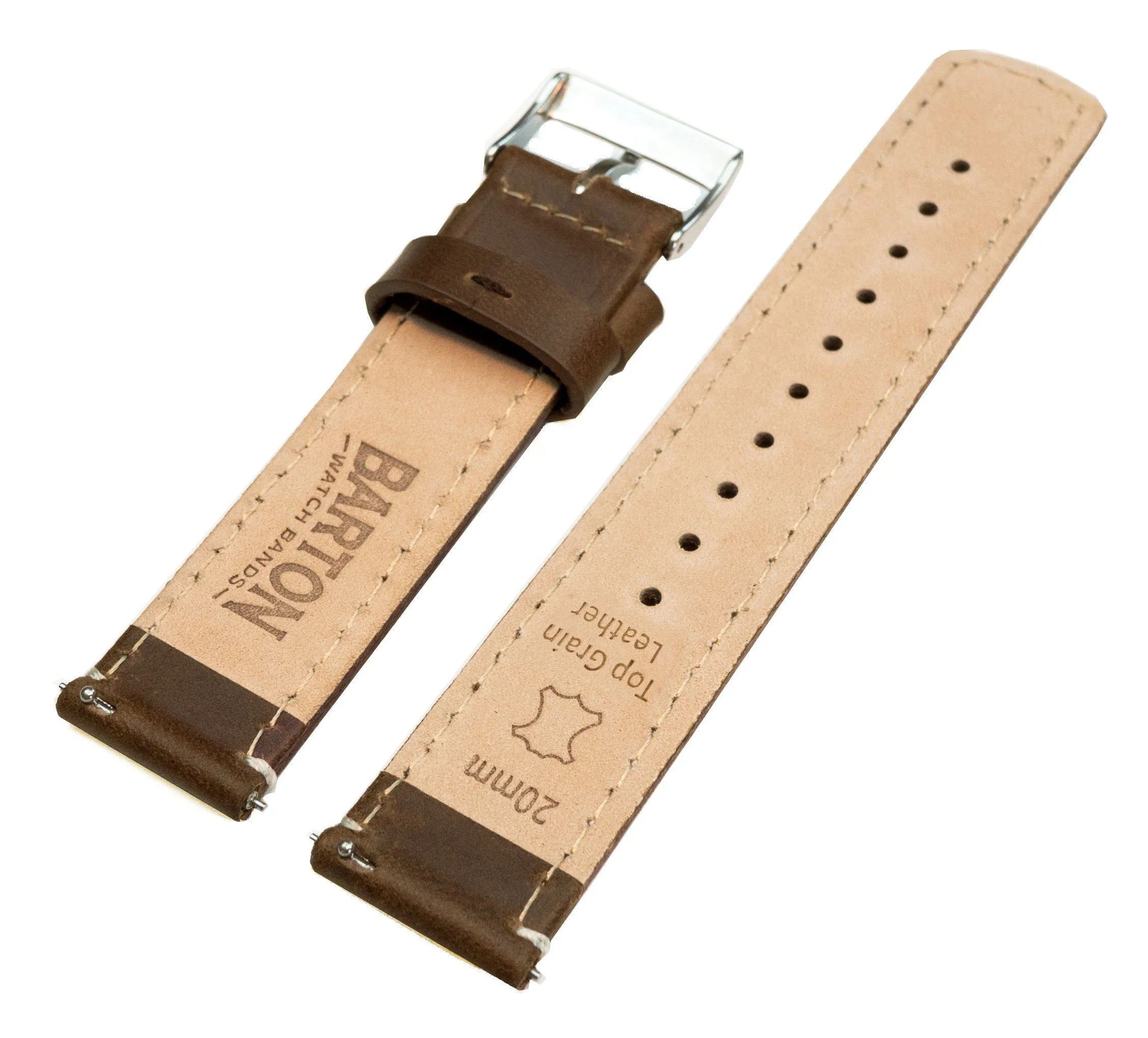 Samsung Galaxy Watch Active Saddle Brown Leather Linen White Stitching Watch Band