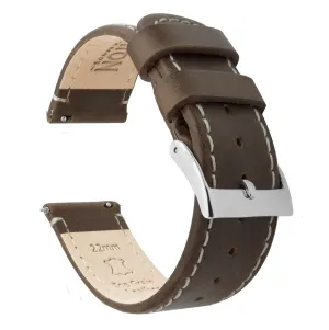 Samsung Galaxy Watch Active Saddle Brown Leather Linen White Stitching Watch Band