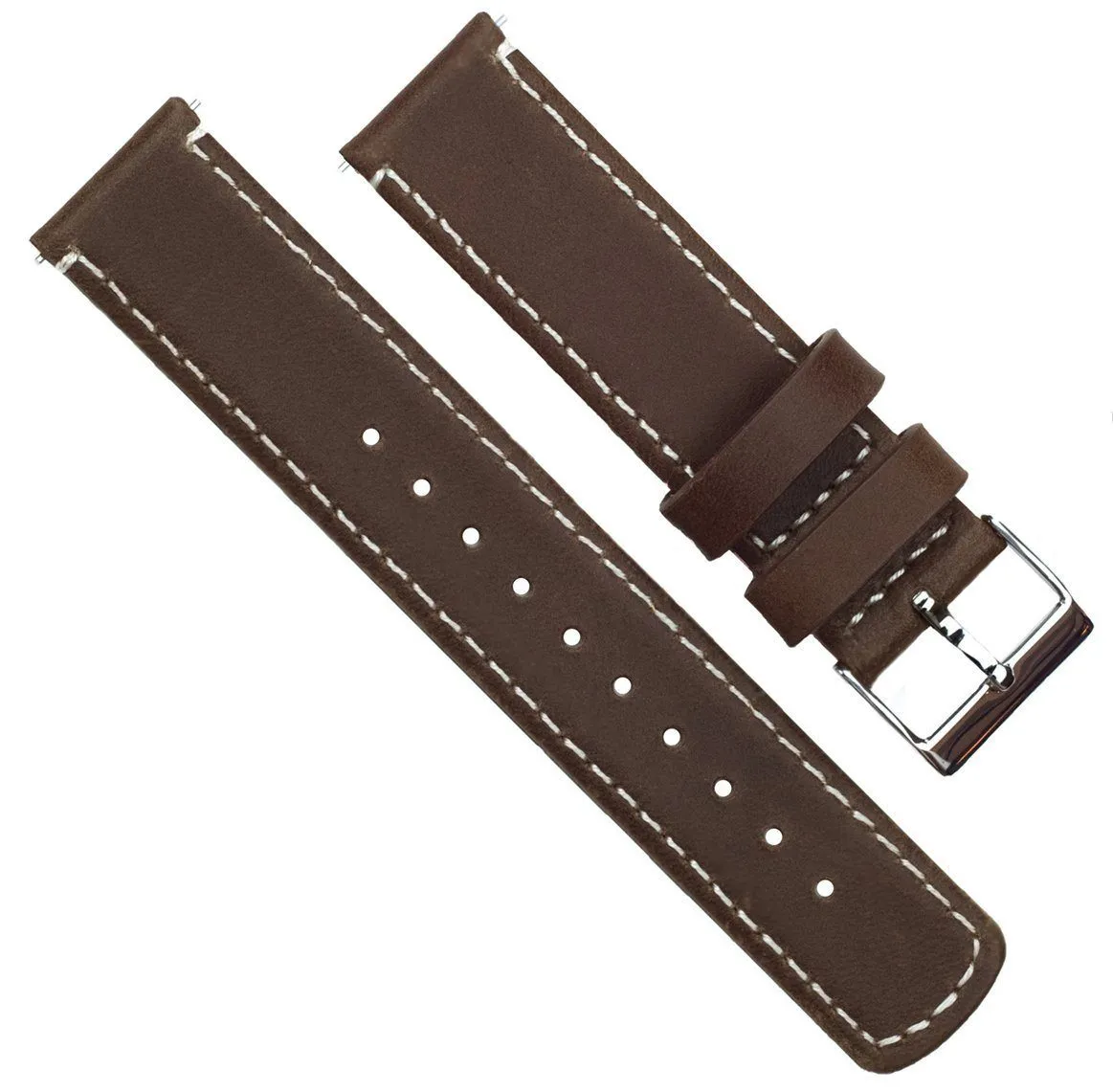 Samsung Galaxy Watch Active Saddle Brown Leather Linen White Stitching Watch Band