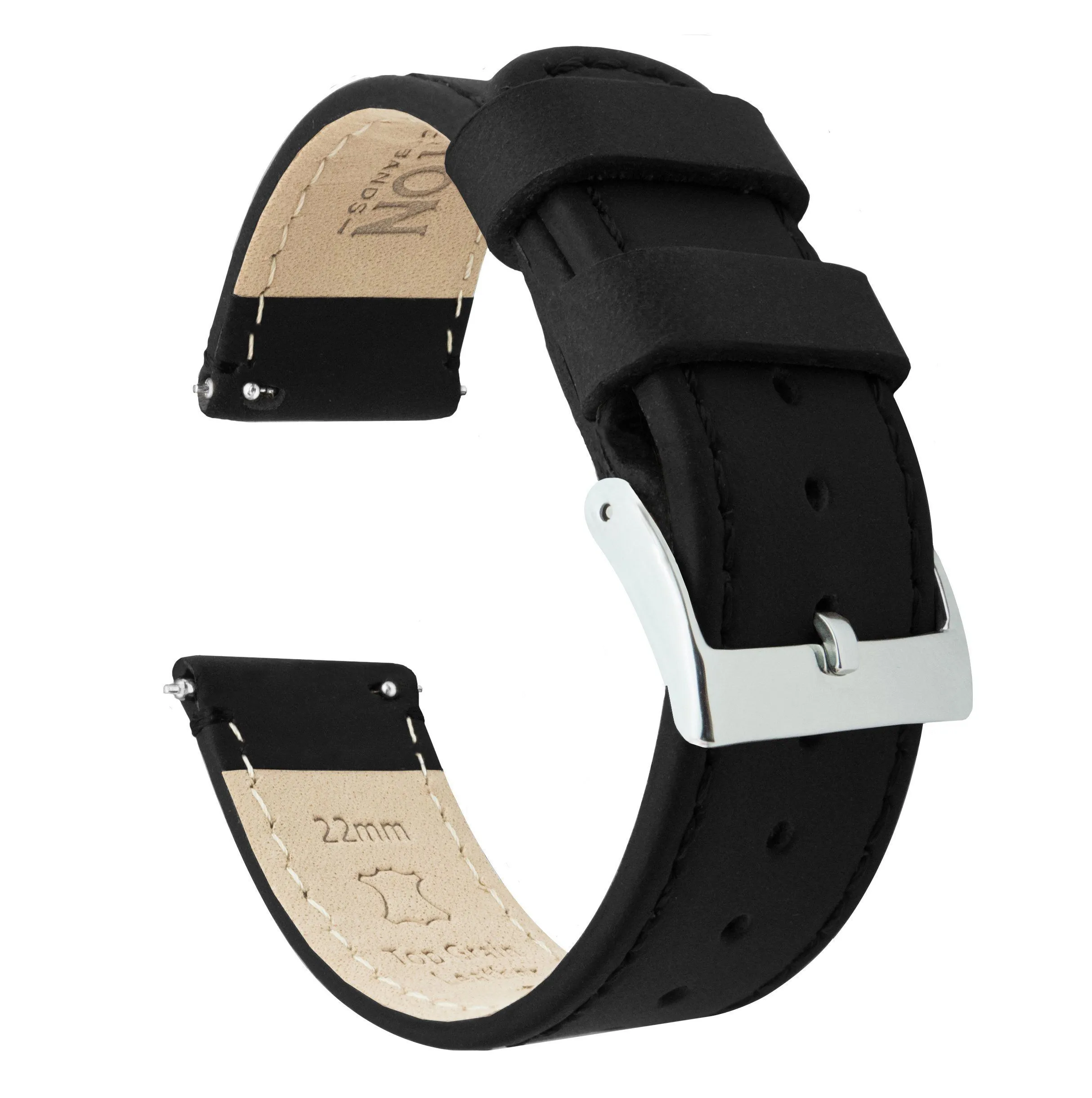 Samsung Galaxy Watch Black Leather Stitching Watch Band