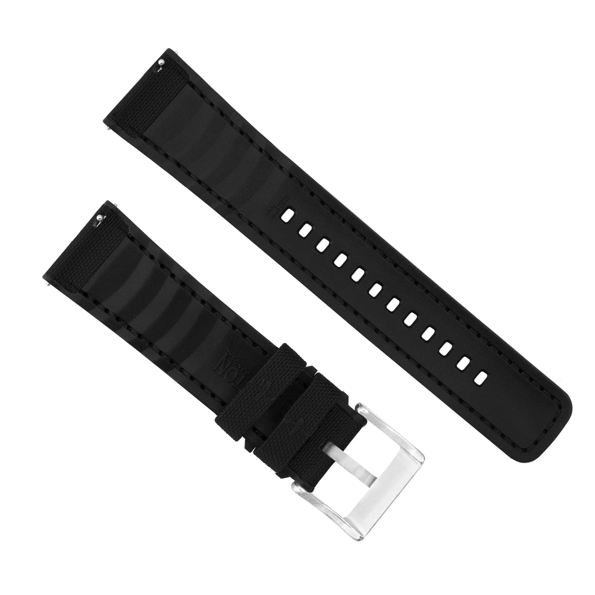 Samsung Galaxy Watch3 Cordrua Fabric Silicone Hybrid Black Watch Band