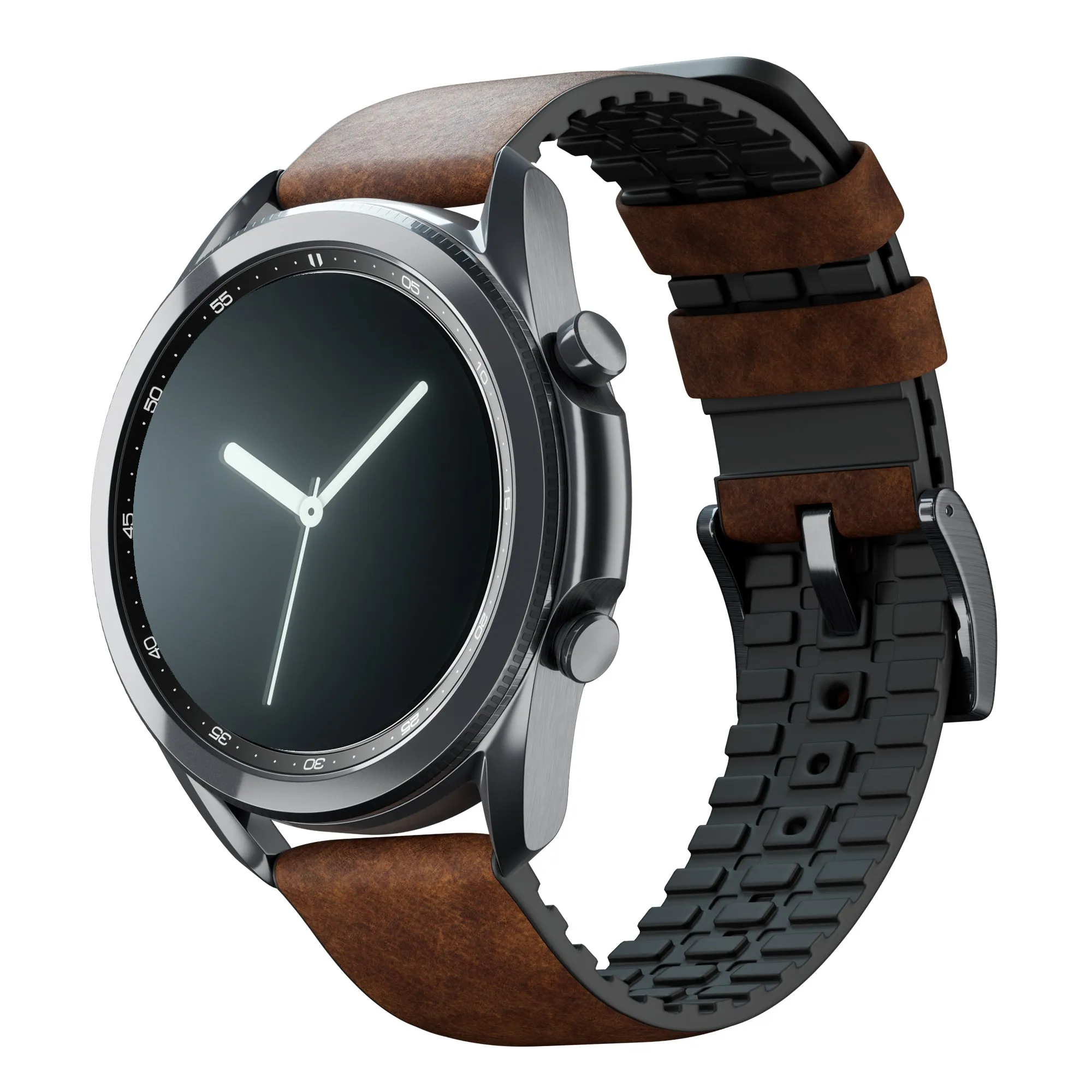 Samsung Galaxy Watch3 Leather And Rubber Hybrid Oak Brown Watch Band