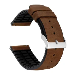 Samsung Galaxy Watch3 Leather And Rubber Hybrid Oak Brown Watch Band