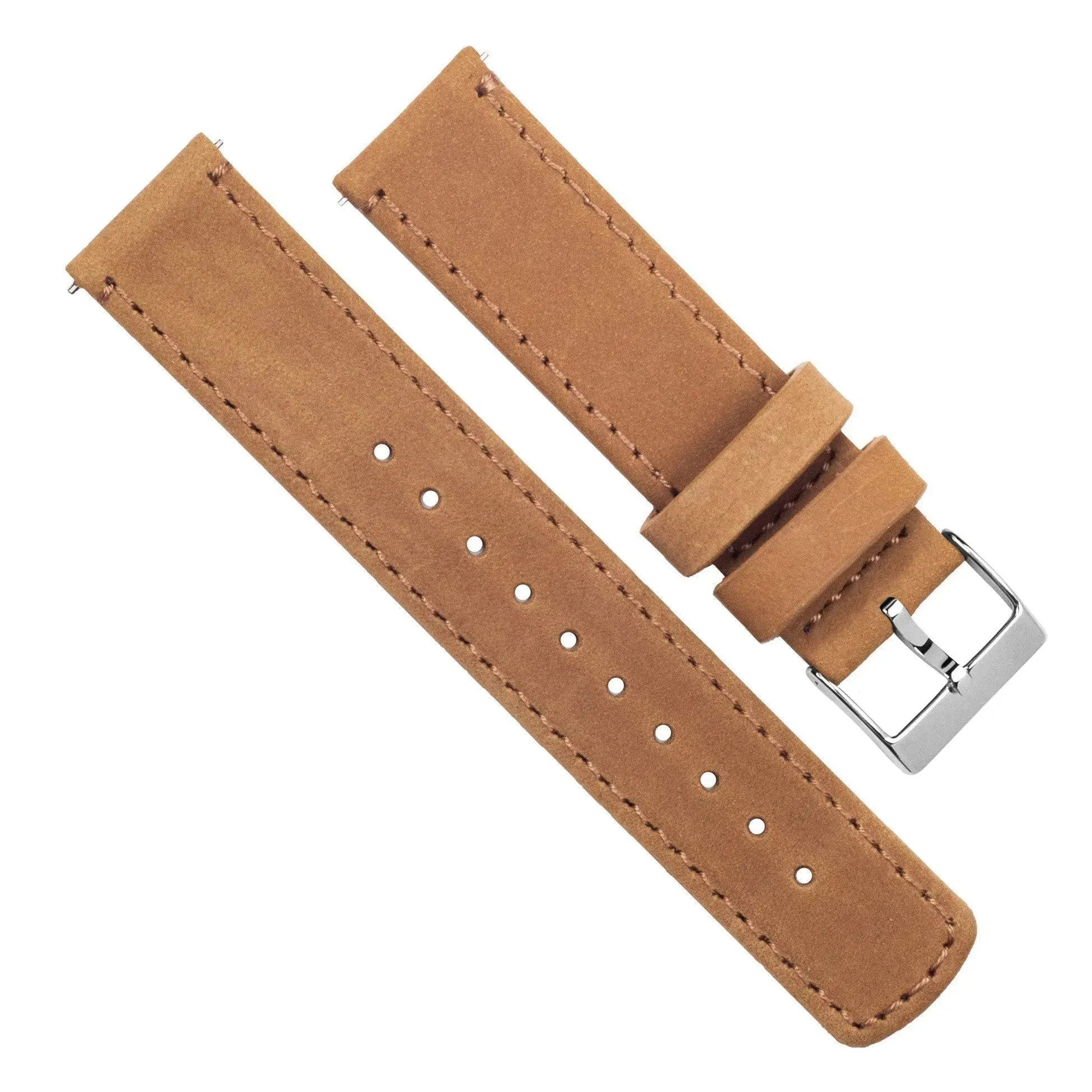 Samsung Galaxy Watch4 Gingerbread Brown Leather Stitching Watch Band