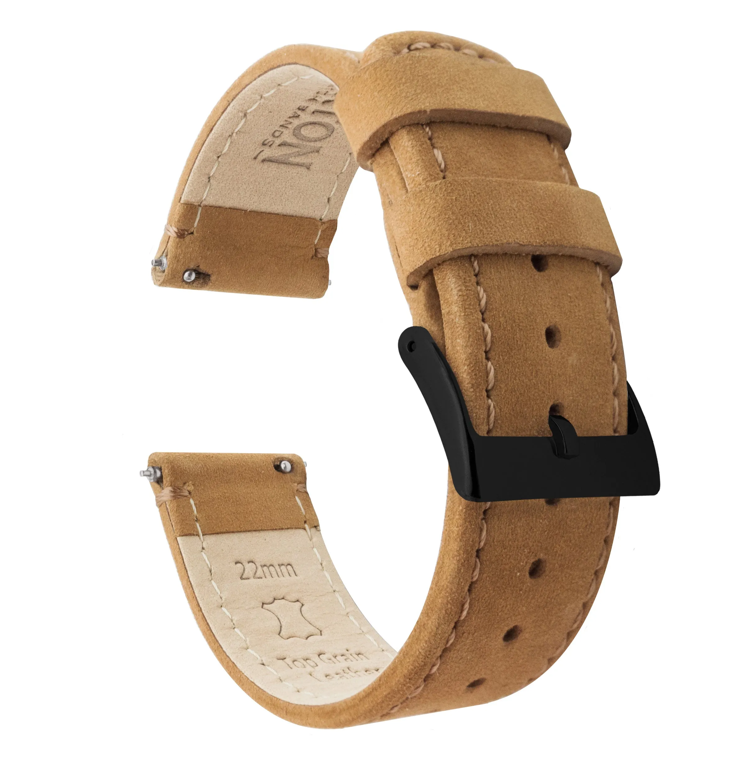 Samsung Galaxy Watch4 Gingerbread Brown Leather Stitching Watch Band
