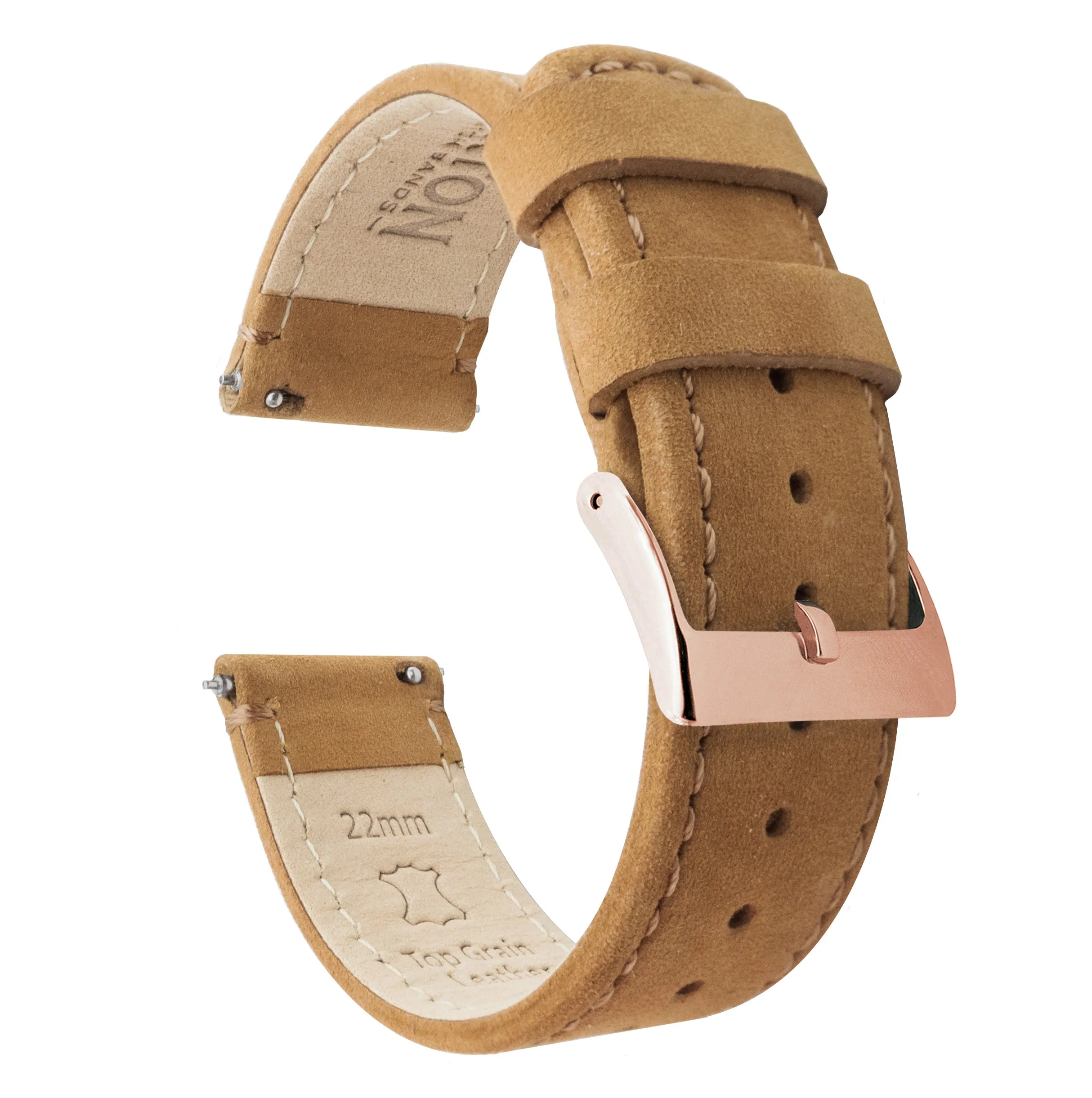 Samsung Galaxy Watch4 Gingerbread Brown Leather Stitching Watch Band