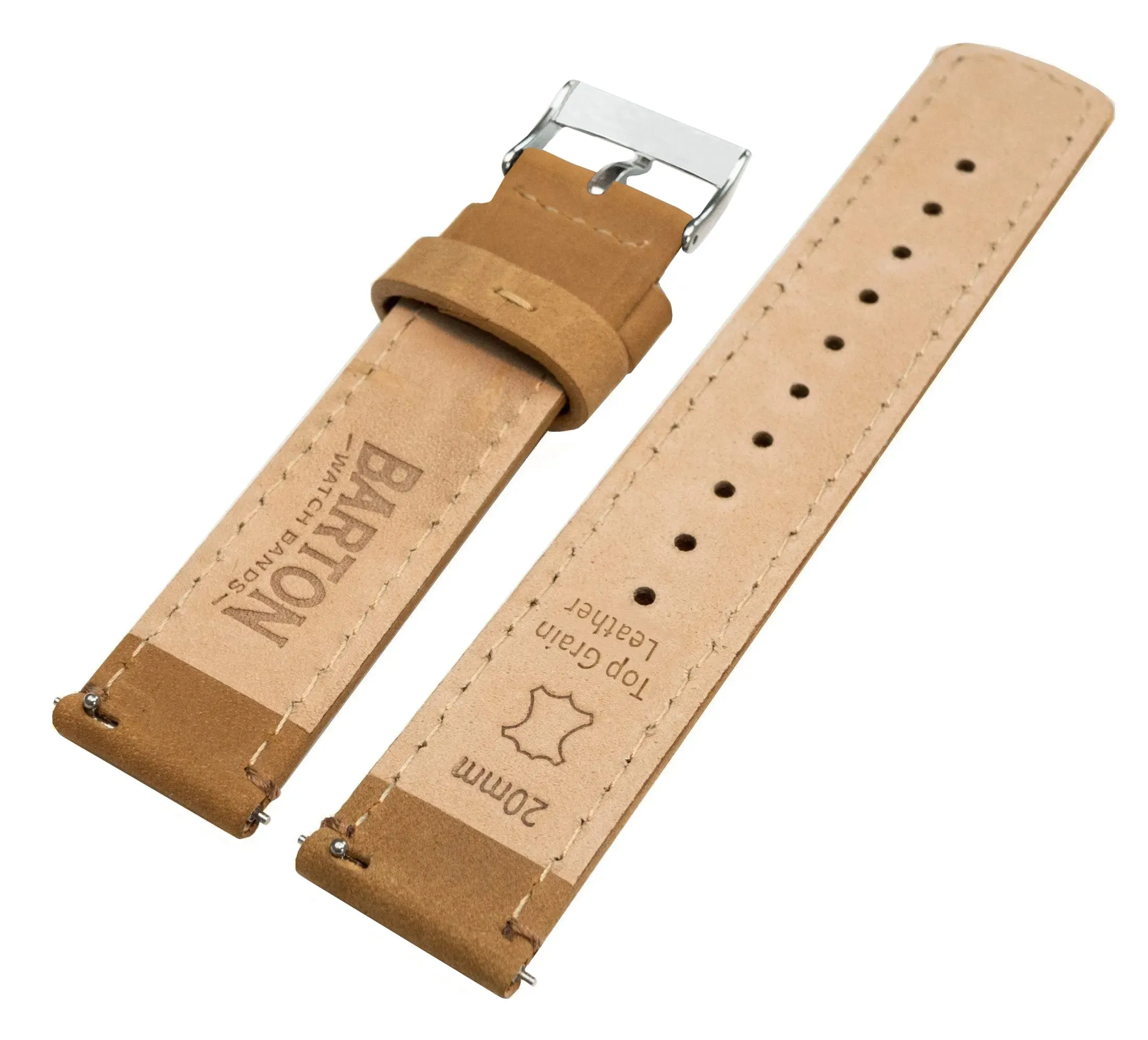 Samsung Galaxy Watch4 Gingerbread Brown Leather Stitching Watch Band