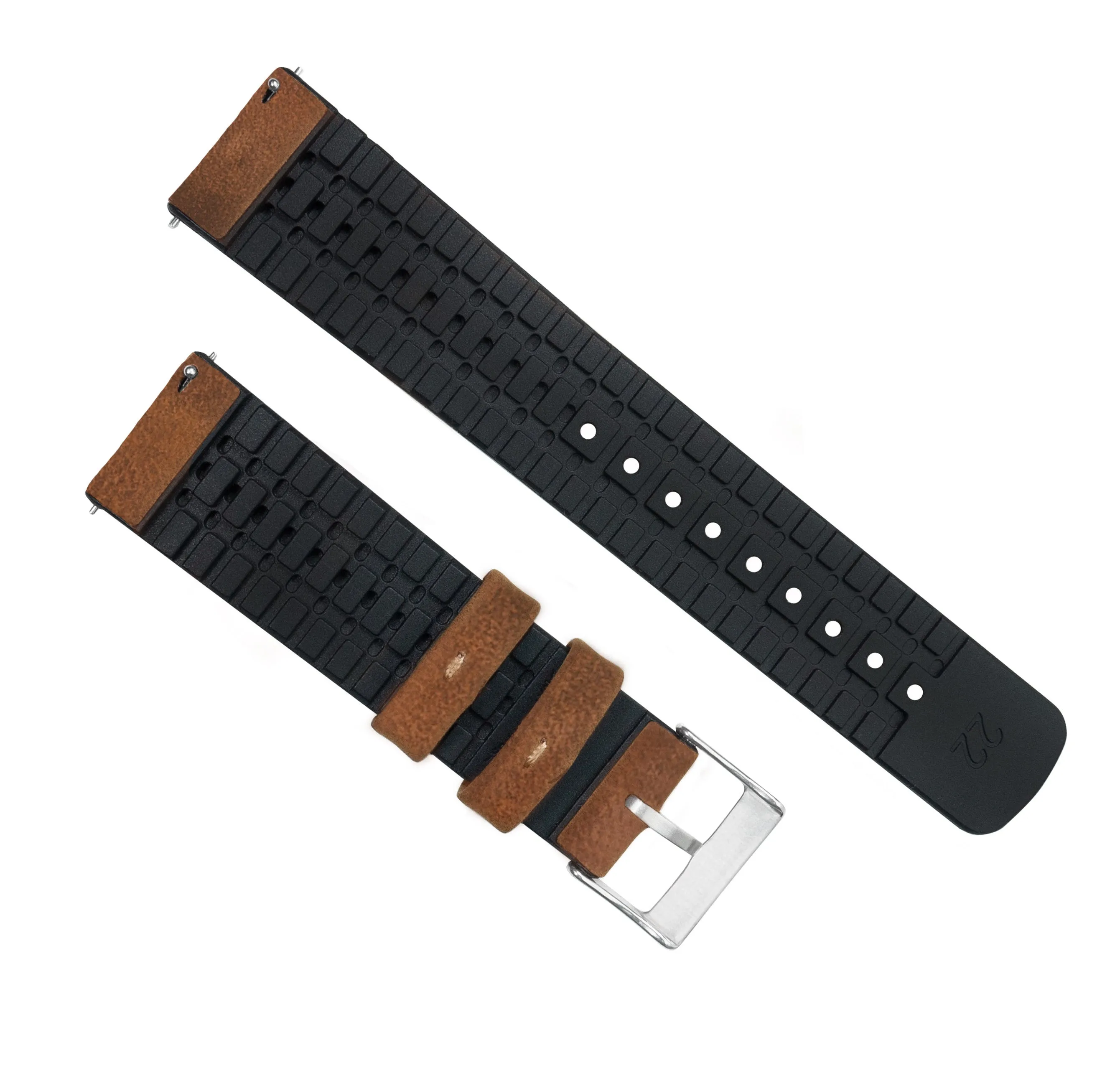 Samsung Galaxy Watch4 Leather And Rubber Hybrid Oak Brown Watch Band