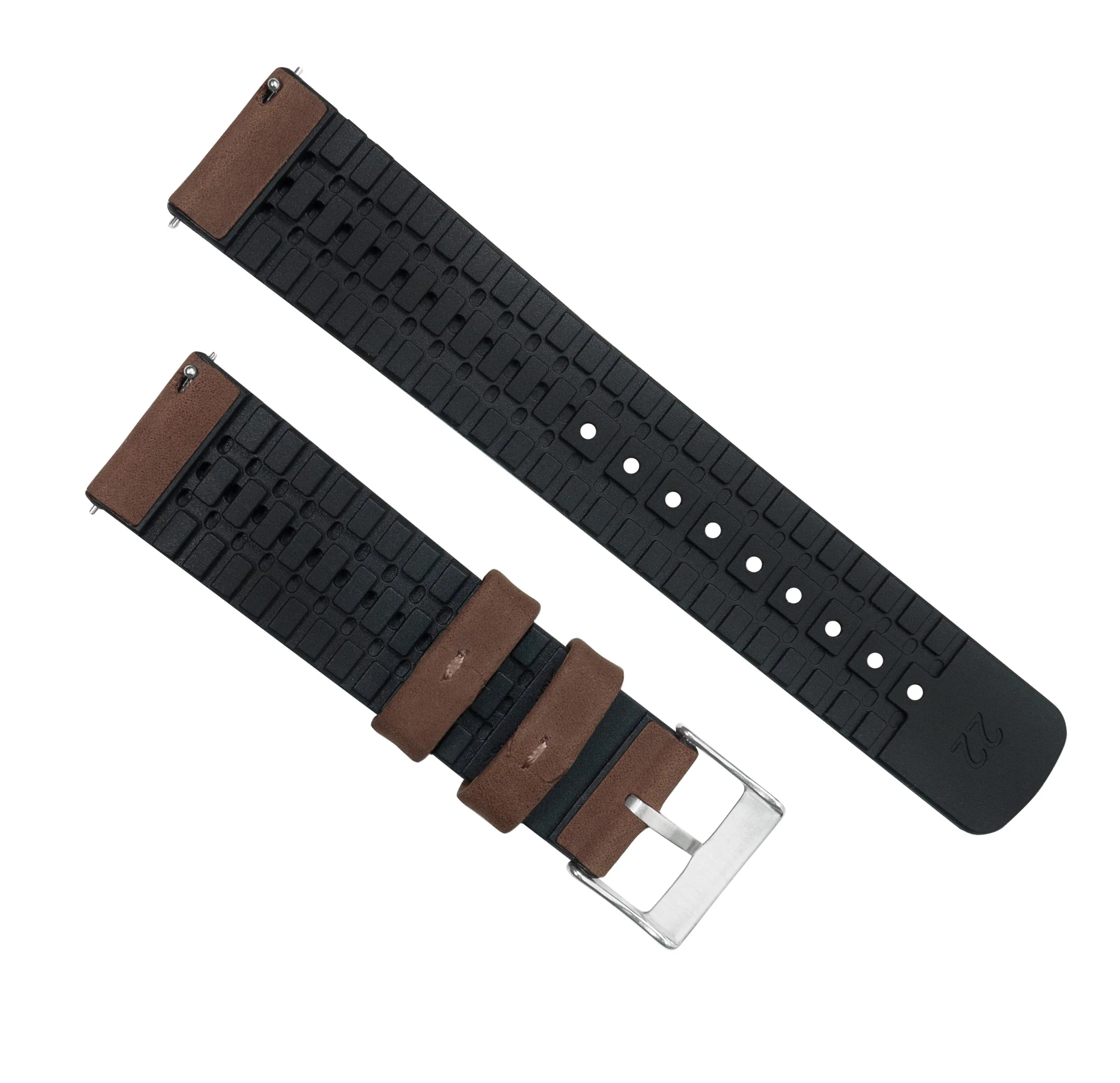 Samsung Galaxy Watch4 Leather And Rubber Hybrid Walnut Brown Watch Band