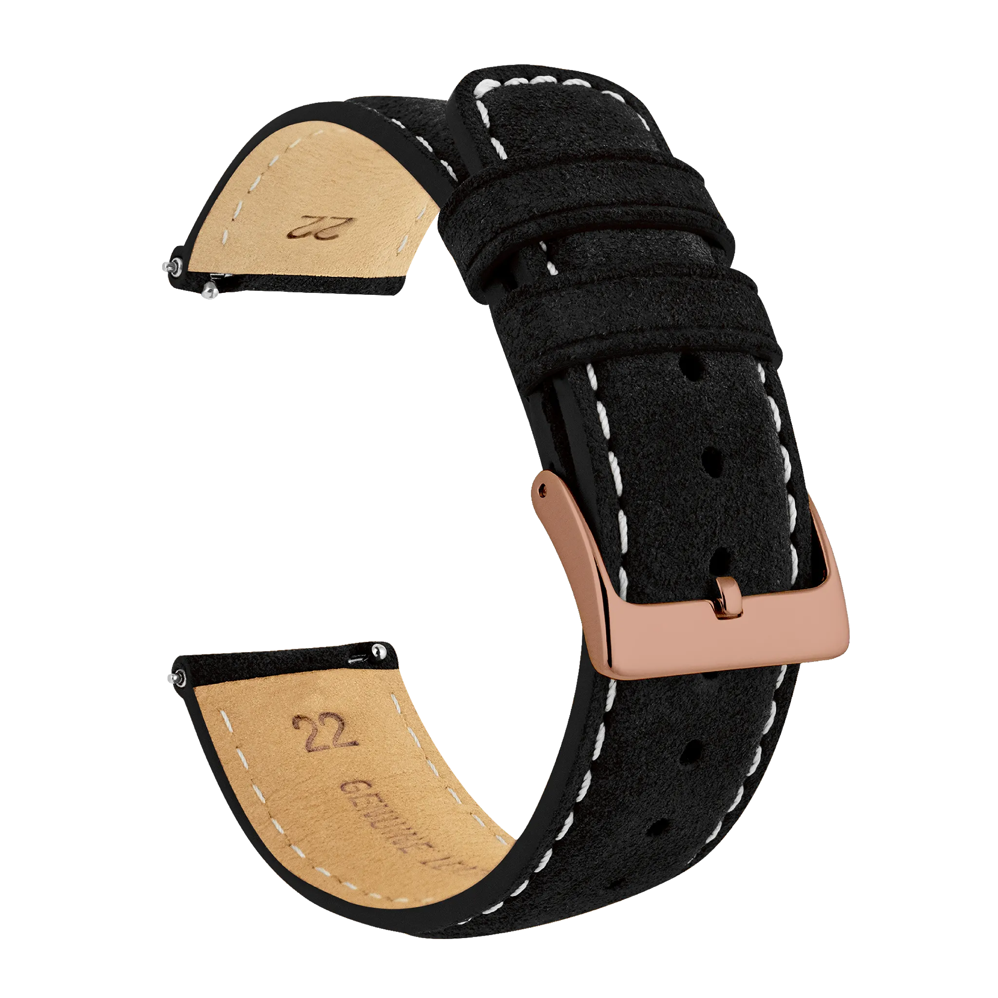 Samsung Galaxy Watch5 Black Suede Beige Stitching Watch Band