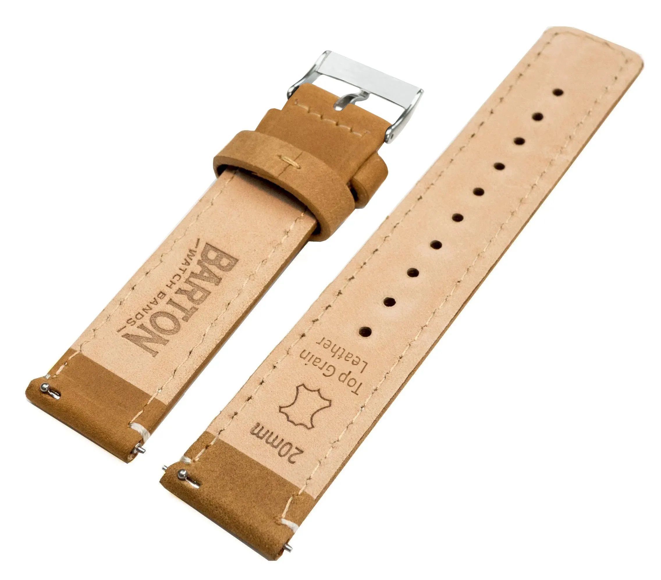 Samsung Galaxy Watch5 Gingerbread Brown Leather Linen White Stitching Watch Band