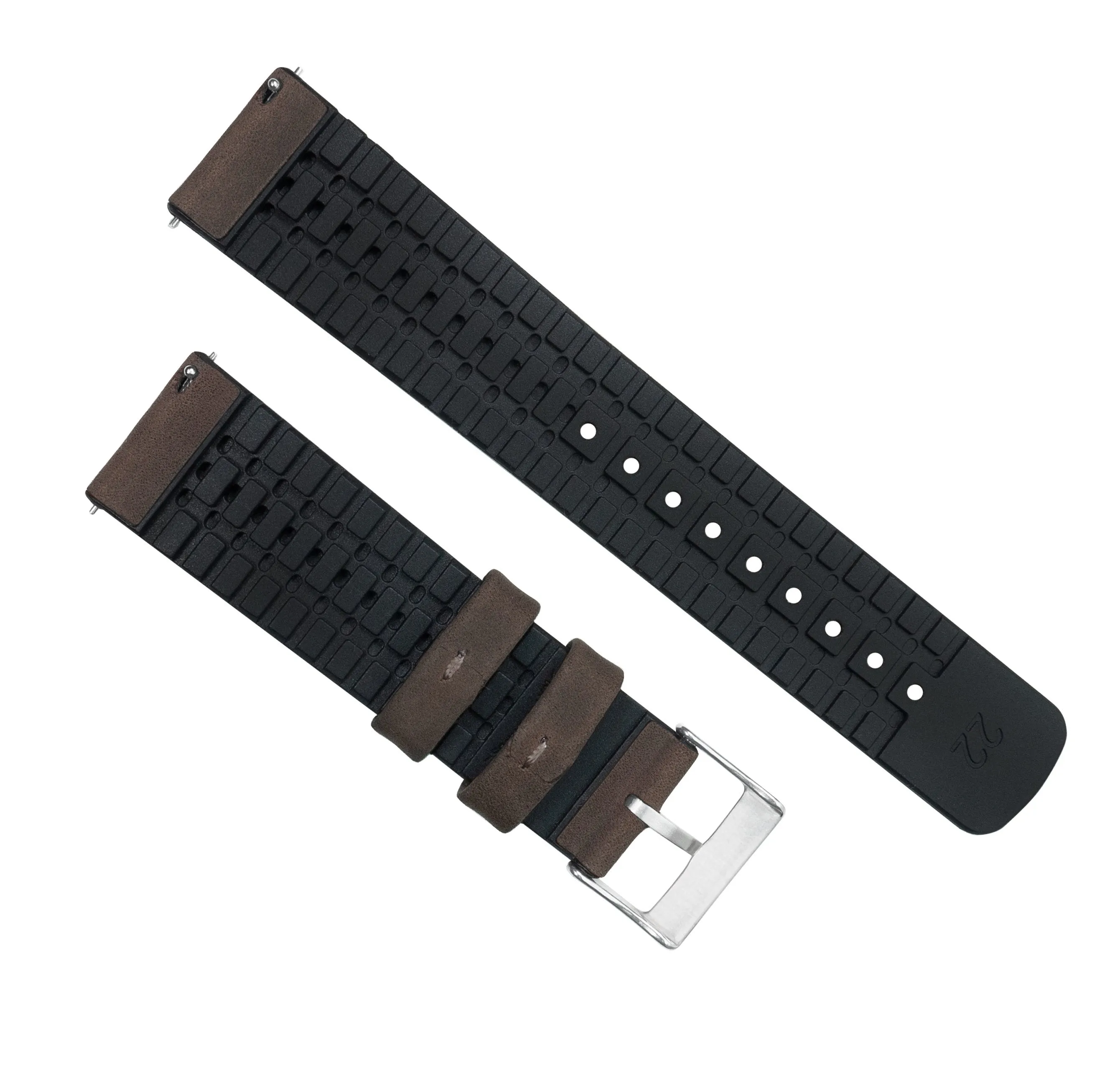 Samsung Galaxy Watch5 Leather And Rubber Hybrid Smoke Brown Watch Band