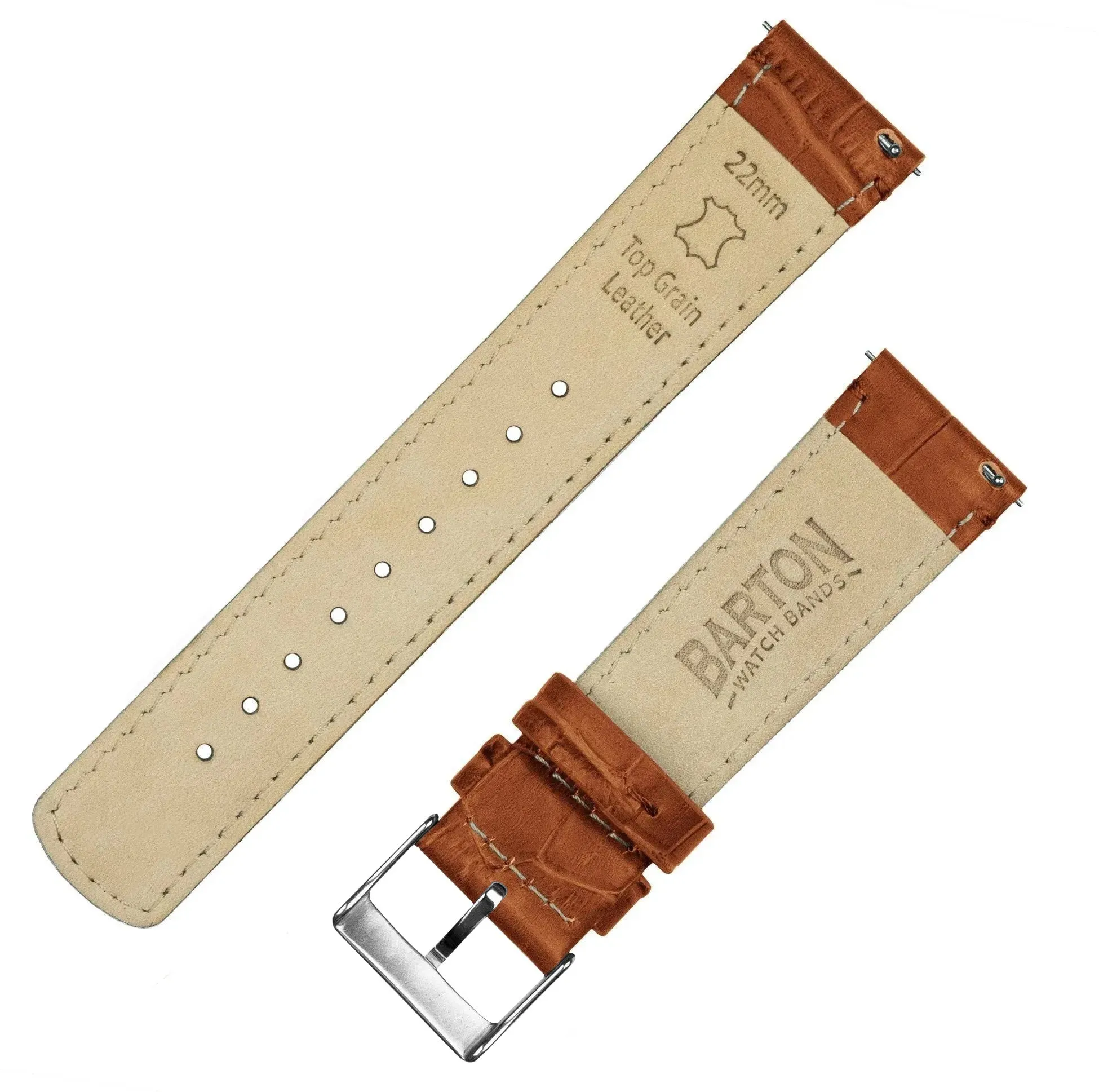 Samsung Galaxy Watch5 Toffee Brown Alligator Grain Leather Watch Band