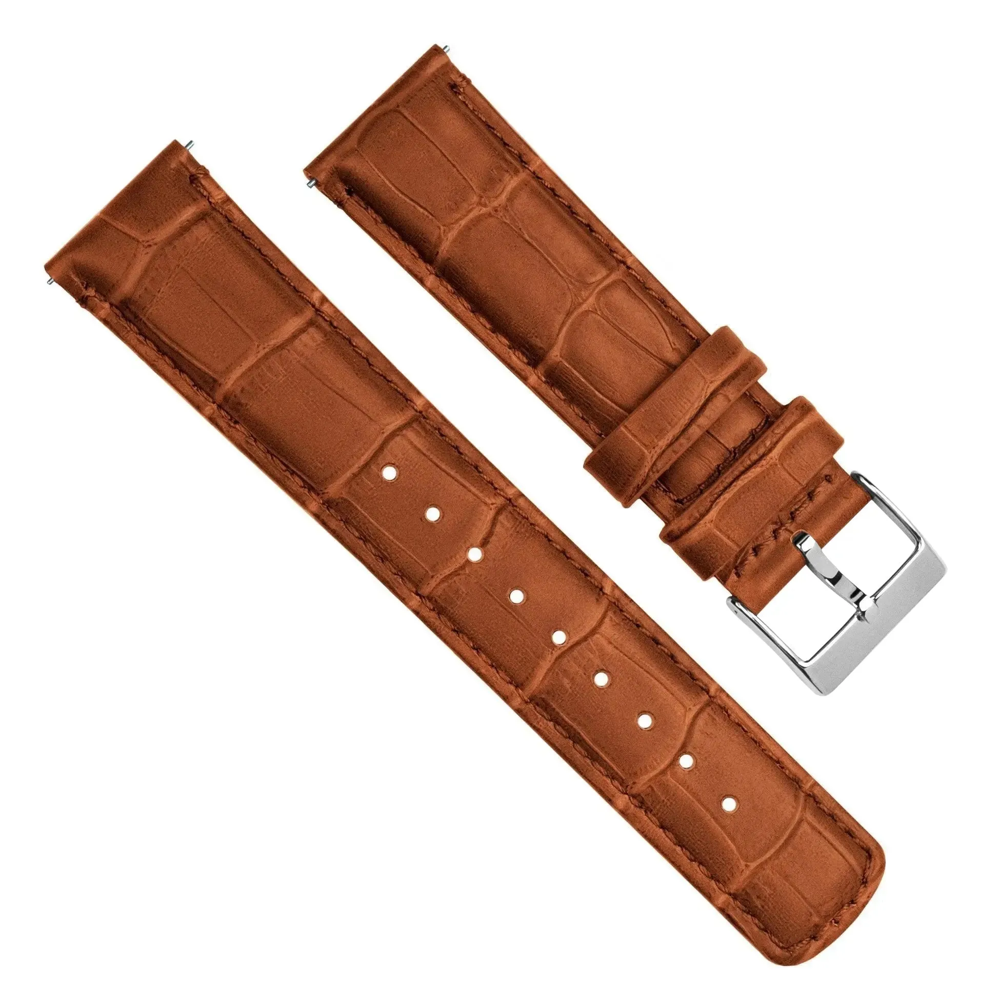 Samsung Galaxy Watch5 Toffee Brown Alligator Grain Leather Watch Band