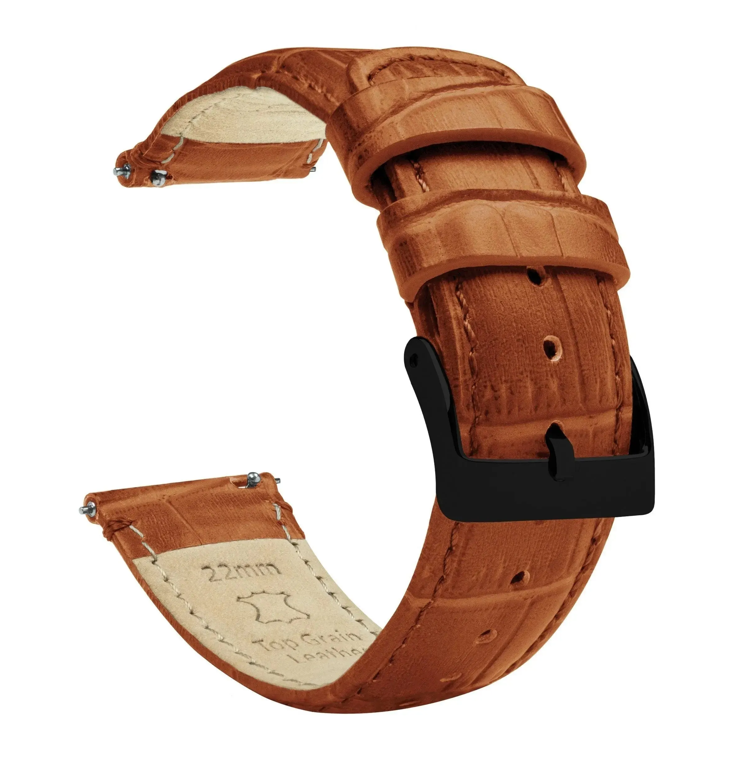 Samsung Galaxy Watch5 Toffee Brown Alligator Grain Leather Watch Band