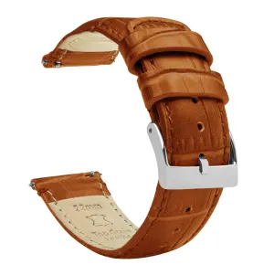 Samsung Galaxy Watch5 Toffee Brown Alligator Grain Leather Watch Band