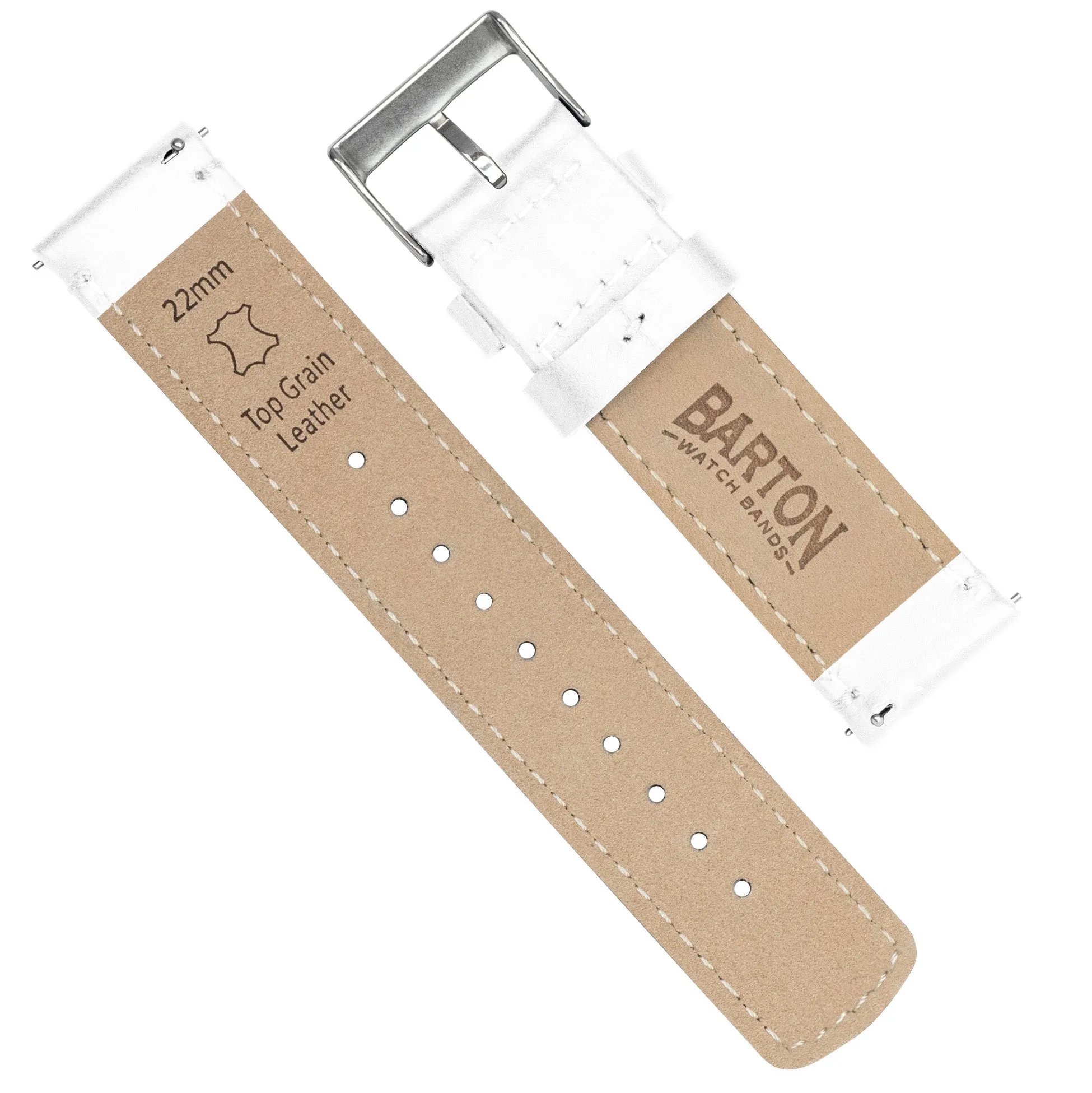 Samsung Galaxy Watch5 White Leather Stitching Watch Band