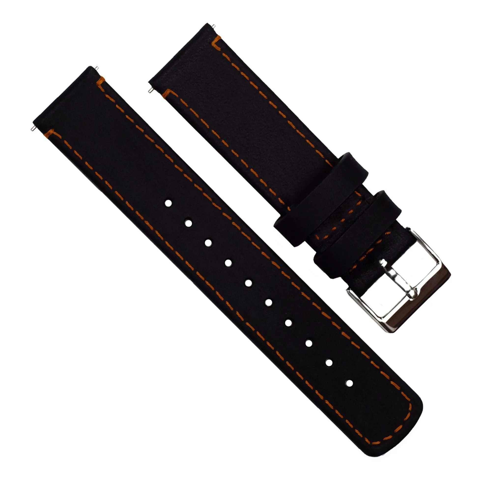 Samsung Galaxy Watch6 Black Leather Orange Stitching Watch Band