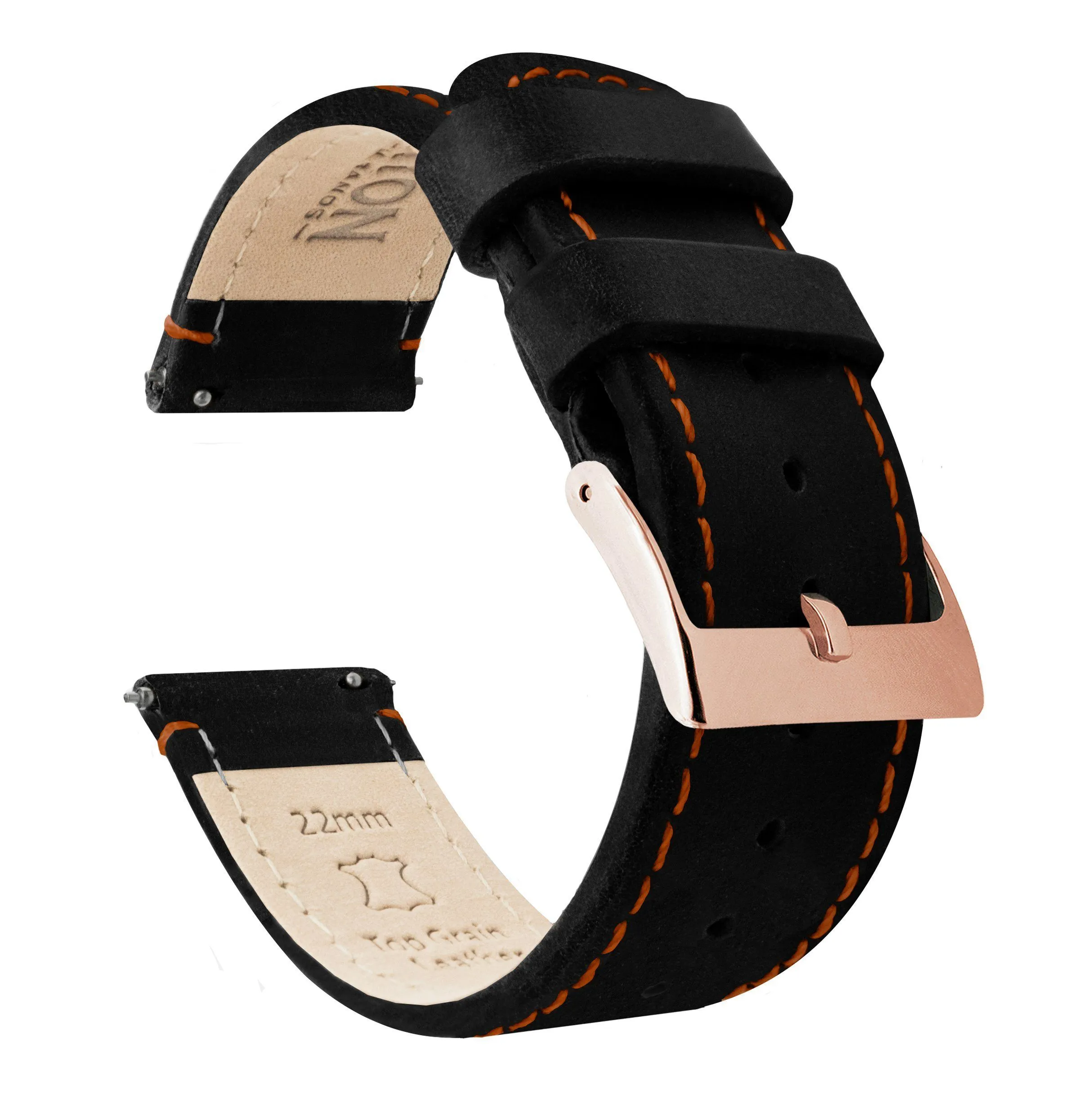 Samsung Galaxy Watch6 Black Leather Orange Stitching Watch Band