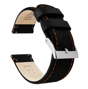 Samsung Galaxy Watch6 Black Leather Orange Stitching Watch Band
