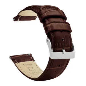 Samsung Galaxy Watch6 Coffee Brown Alligator Grain Leather Watch Band