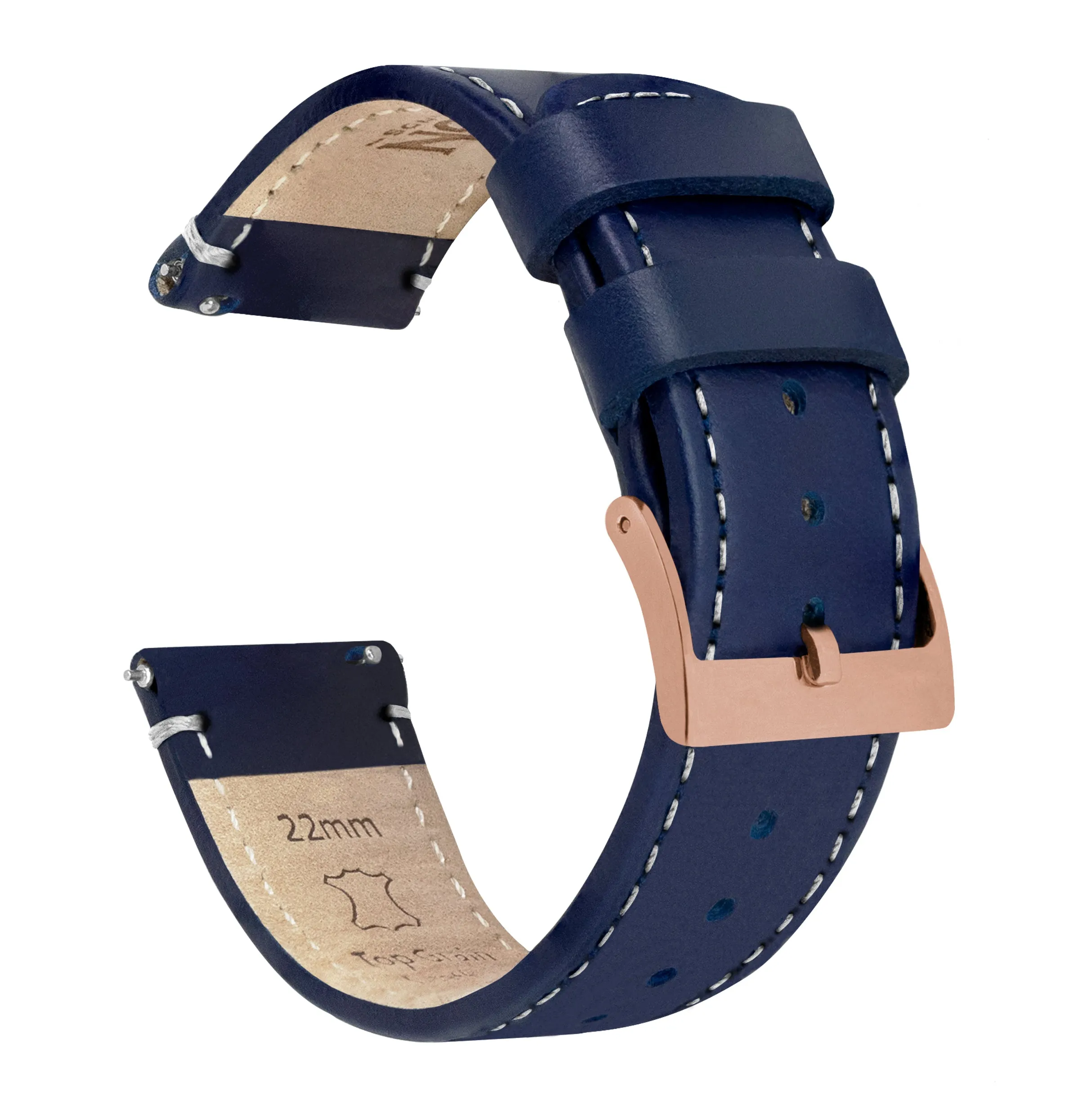 Samsung Galaxy Watch6 Navy Blue Leather White Stitching Watch Band