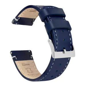 Samsung Galaxy Watch6 Navy Blue Leather White Stitching Watch Band