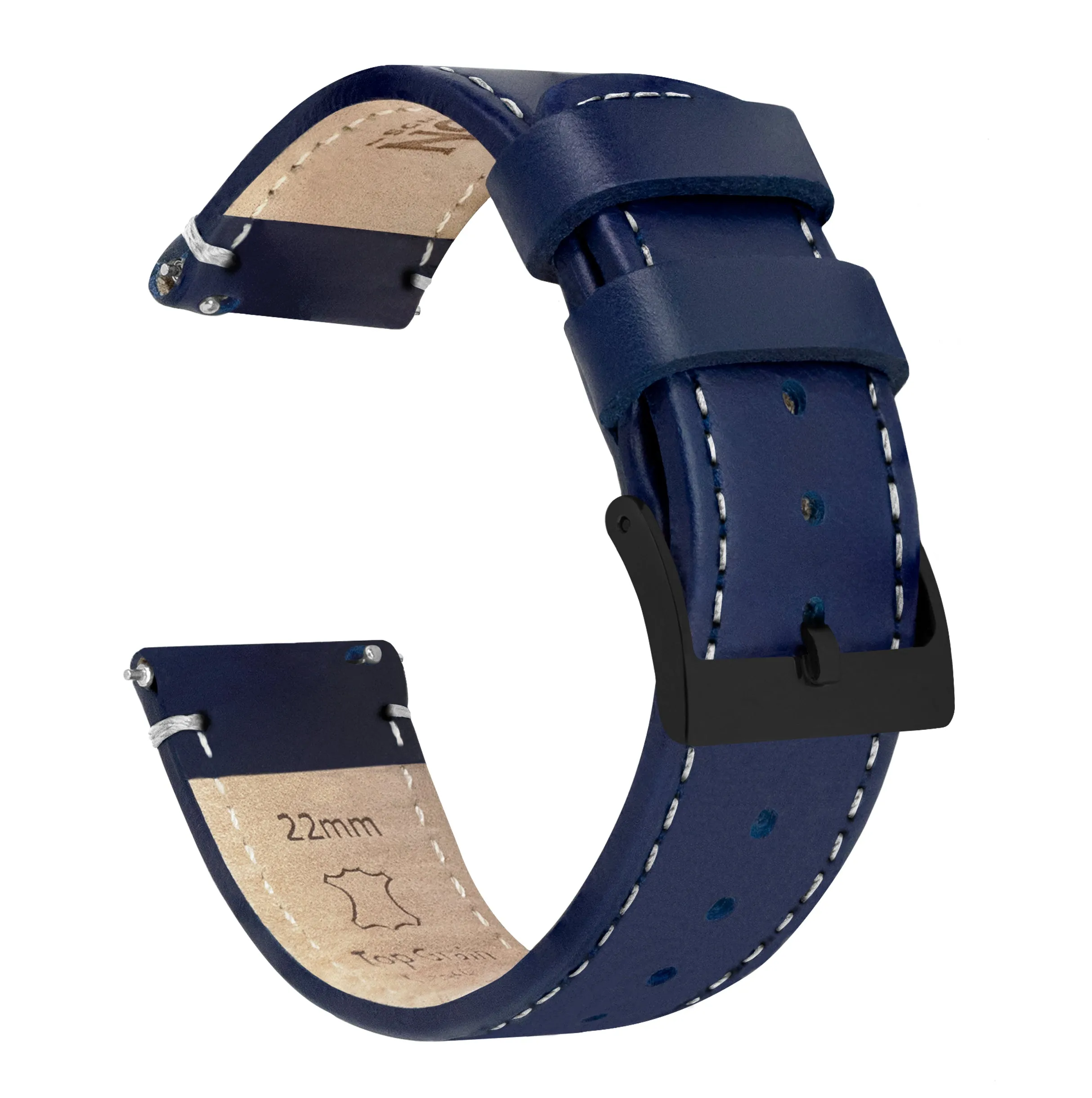 Samsung Galaxy Watch6 Navy Blue Leather White Stitching Watch Band