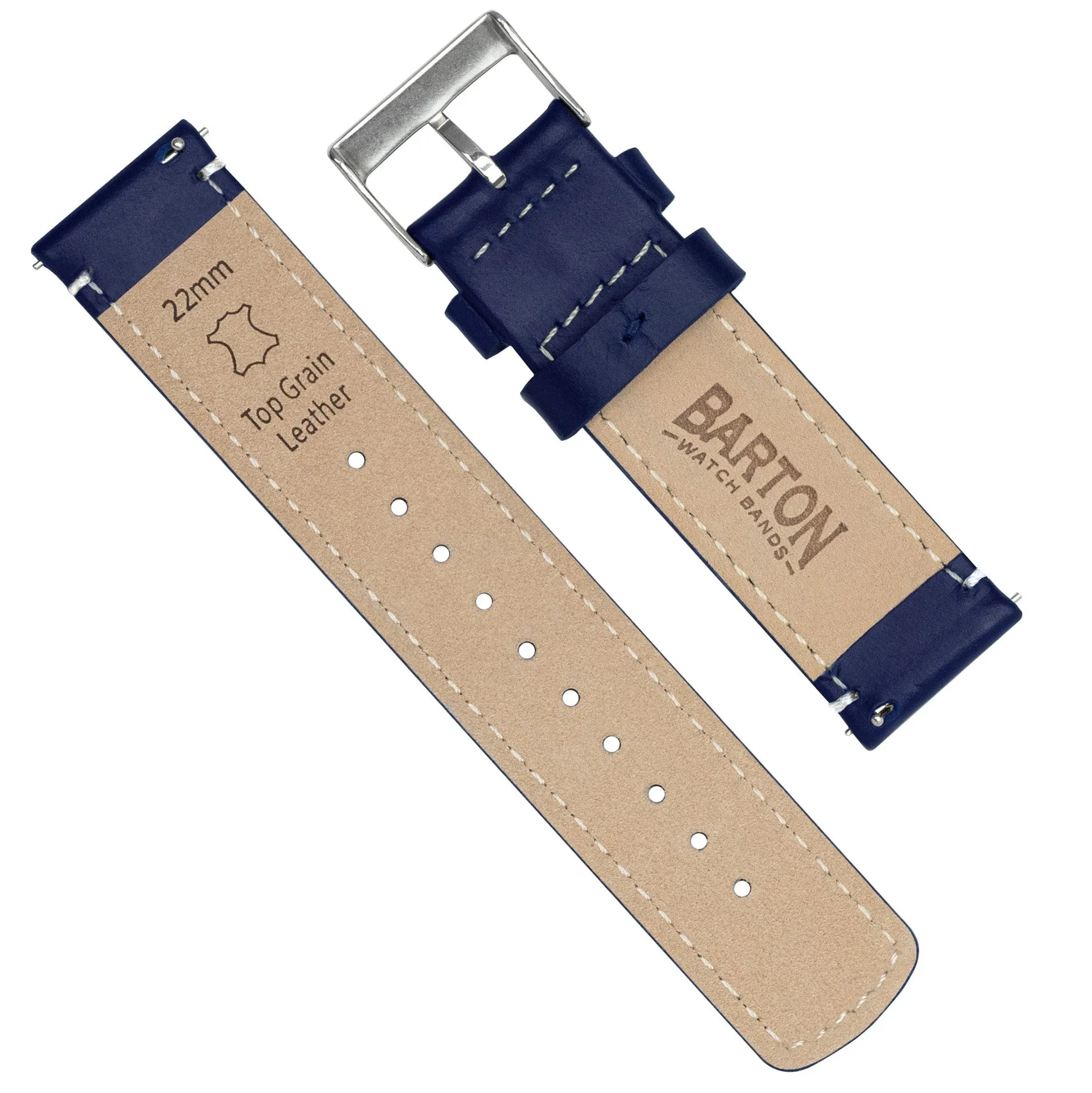 Samsung Galaxy Watch6 Navy Blue Leather White Stitching Watch Band