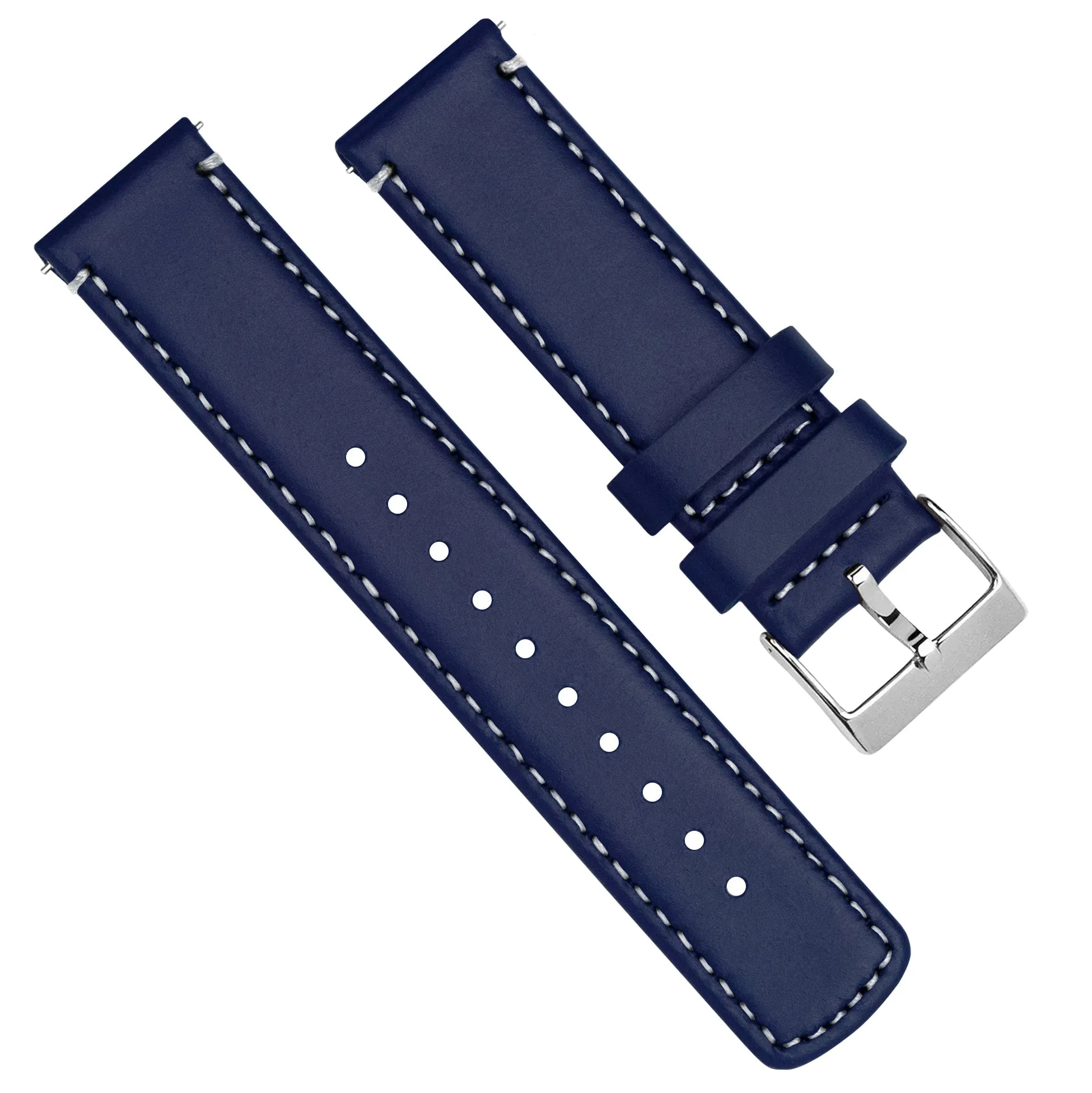 Samsung Galaxy Watch6 Navy Blue Leather White Stitching Watch Band