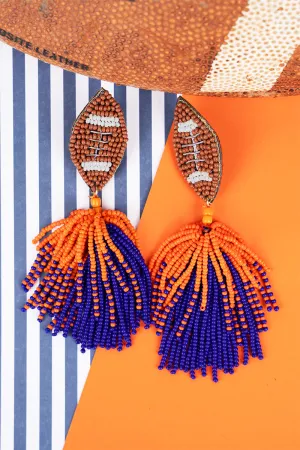 Score The Win Orange and Blue Seed Bead Earrings