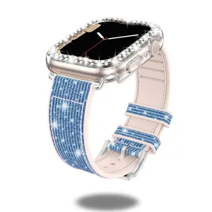 Silicon   Leather Hybrid Band with PC Glittery Case