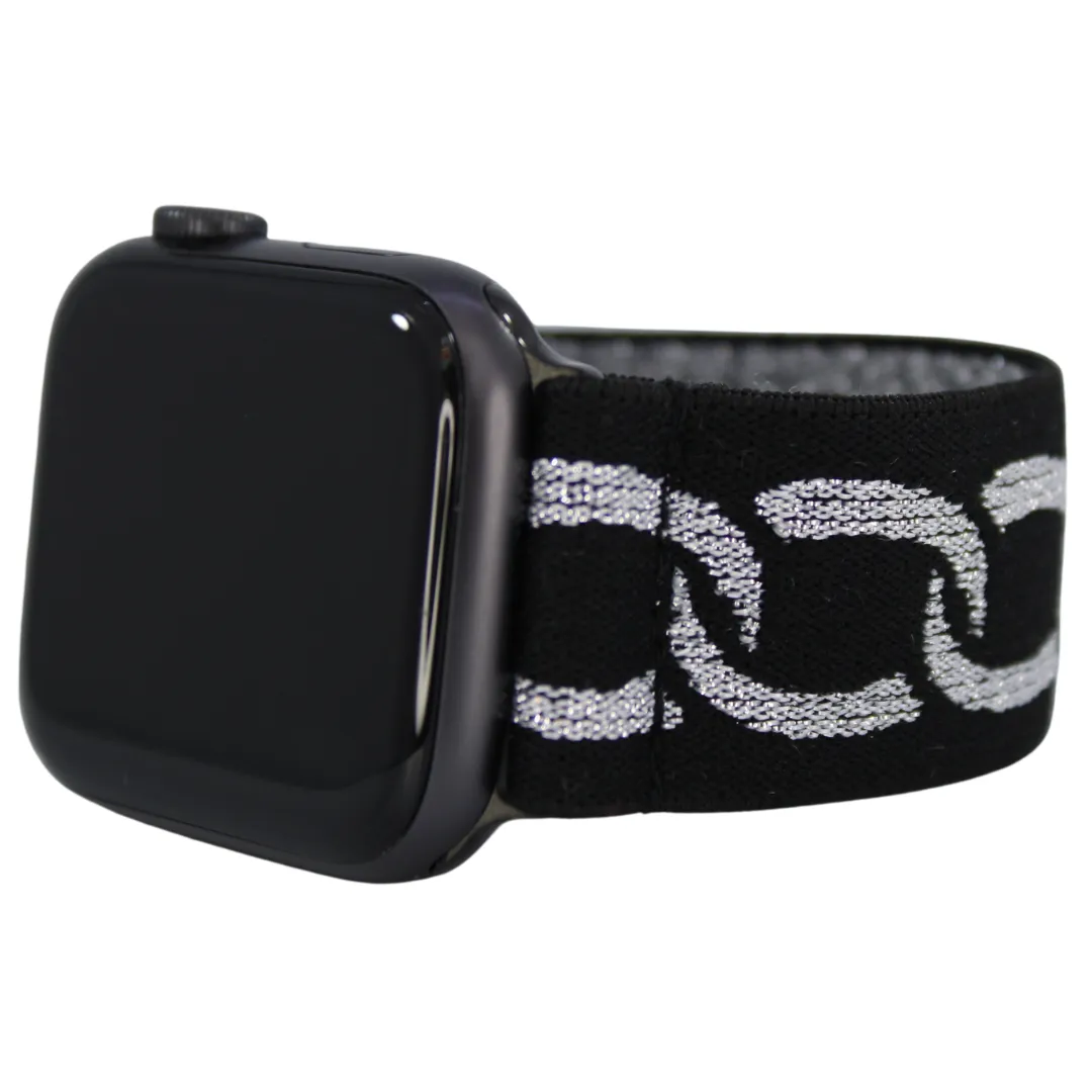 Silver Glitter Chain Elastic Watch Band