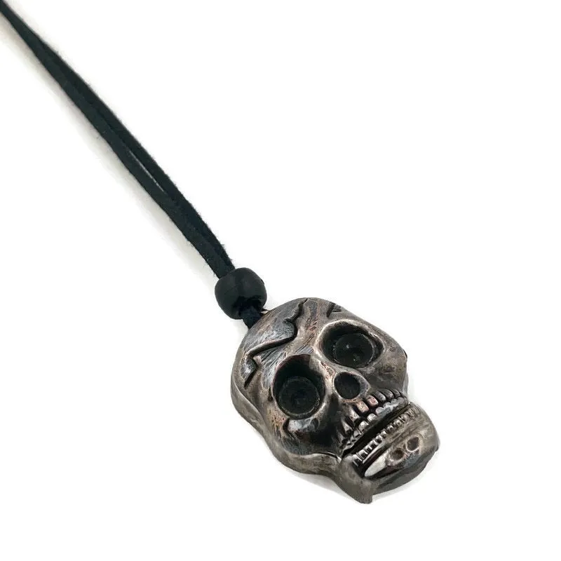 Skull Watch Pendant Necklace, Copper Dial