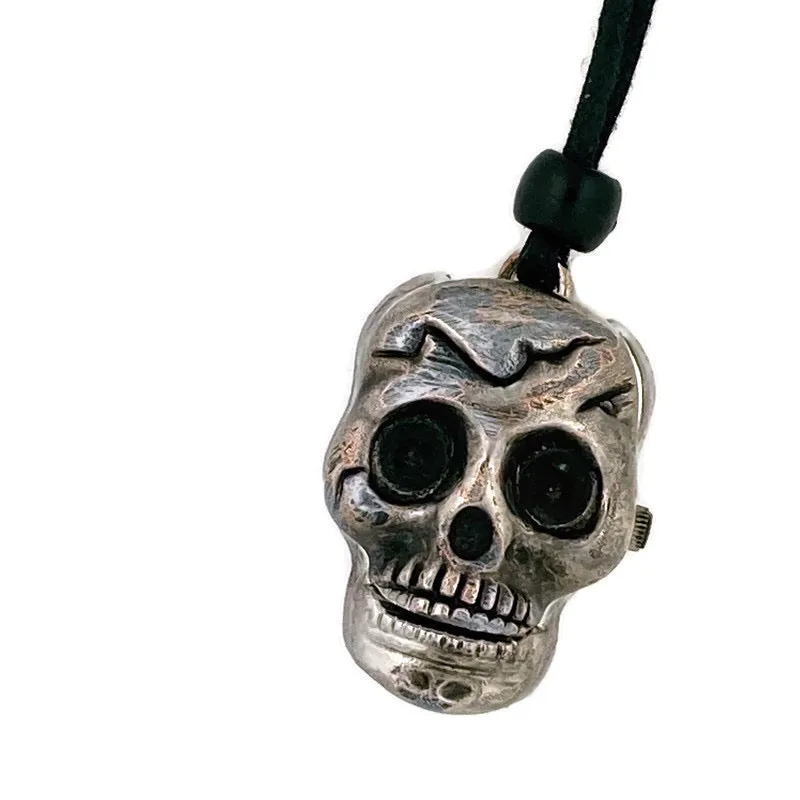 Skull Watch Pendant Necklace, Copper Dial