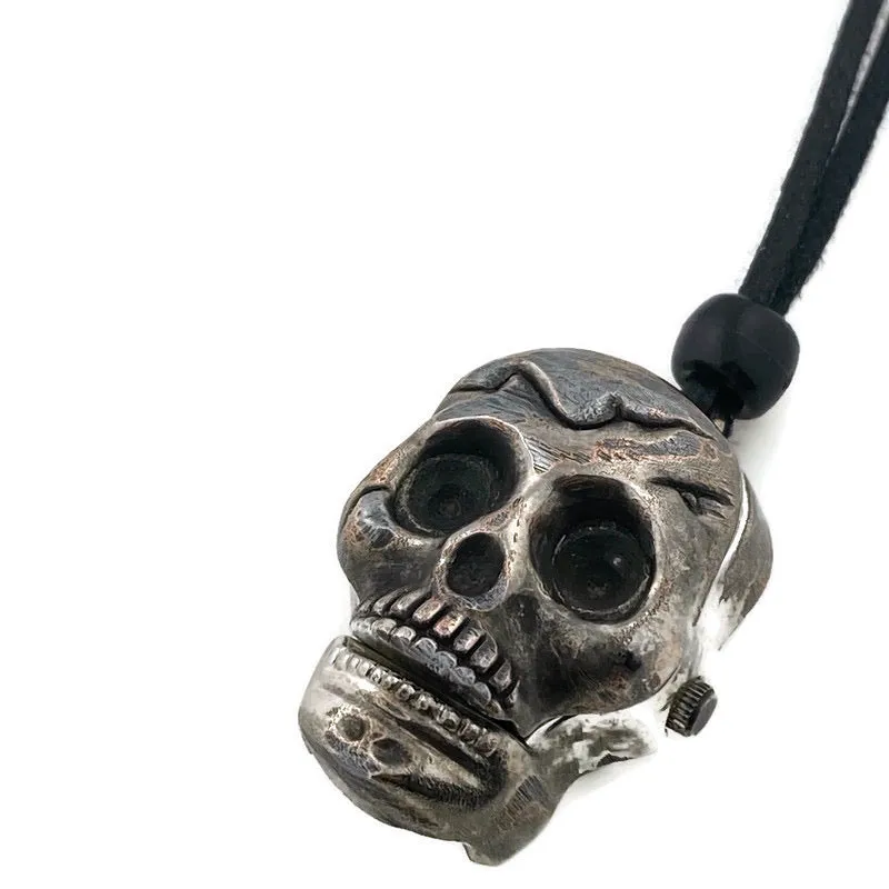 Skull Watch Pendant Necklace, Copper Dial