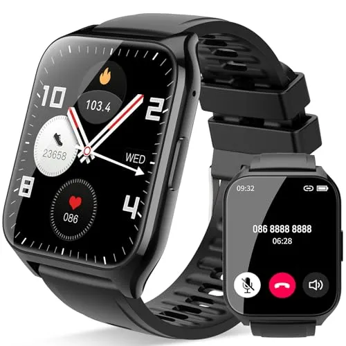 Smart Watch(Answer/Make Calls), 1.85" HD Touch Screen Fitness Watch with Sleep Heart Rate Monitor, 112 Sports Modes, IP68 Waterproof, Activity Trackers Compatible with Android iOS for Men Women