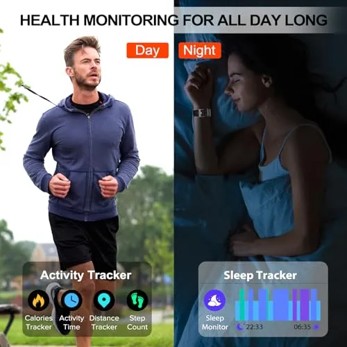 Smart Watch(Answer/Make Calls), 1.85" HD Touch Screen Fitness Watch with Sleep Heart Rate Monitor, 112 Sports Modes, IP68 Waterproof, Activity Trackers Compatible with Android iOS for Men Women