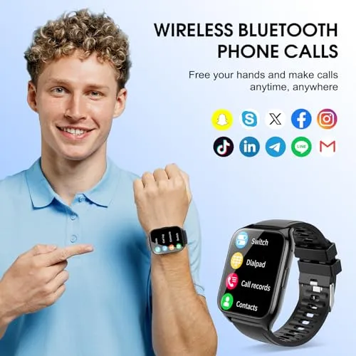Smart Watch(Answer/Make Calls), 1.85" HD Touch Screen Fitness Watch with Sleep Heart Rate Monitor, 112 Sports Modes, IP68 Waterproof, Activity Trackers Compatible with Android iOS for Men Women