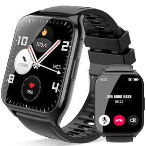 Smart Watch(Answer/Make Calls), 1.85" HD Touch Screen Fitness Watch with Sleep Heart Rate Monitor, 112 Sports Modes, IP68 Waterproof, Activity Trackers Compatible with Android iOS for Men Women
