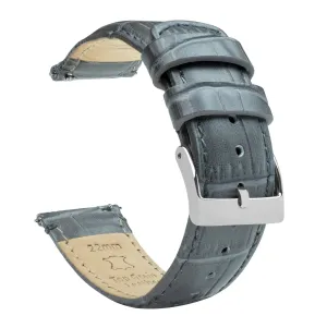 Smoke Grey Alligator Grain Leather Watch Band (15mm SALE)