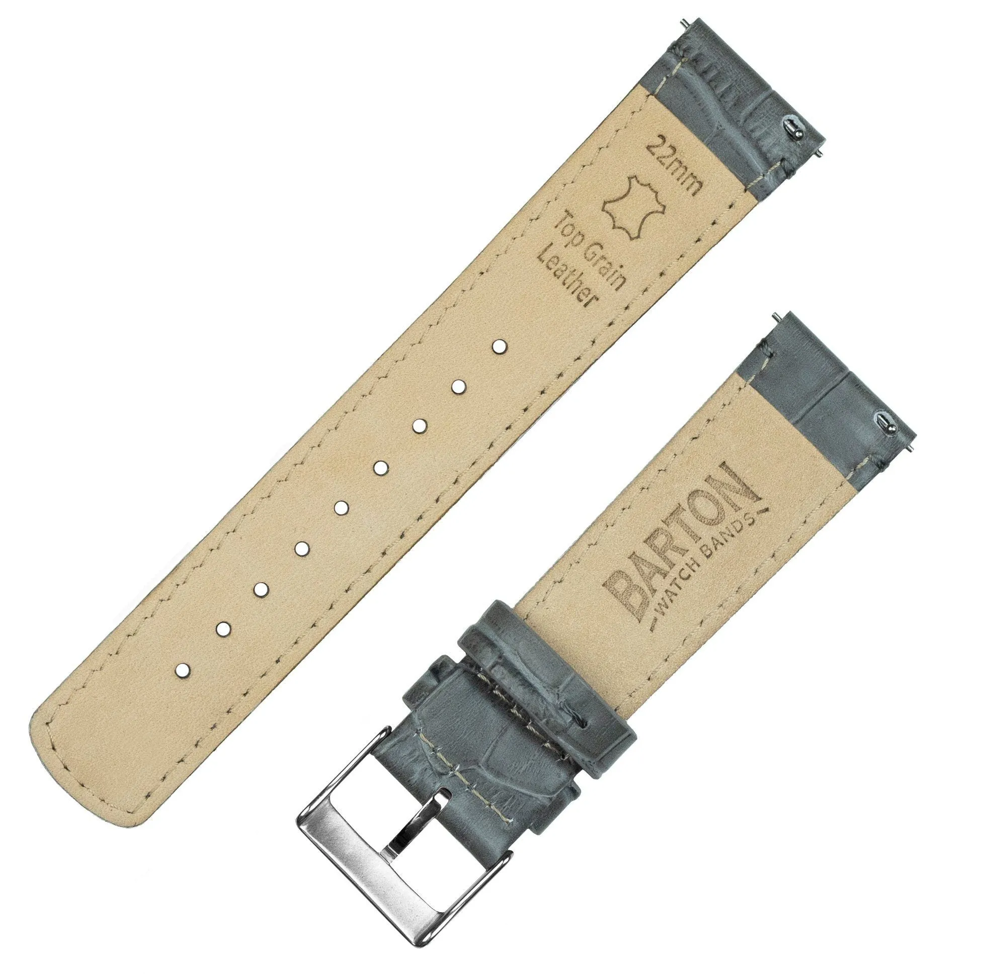 Smoke Grey Alligator Grain Leather Watch Band (15mm SALE)