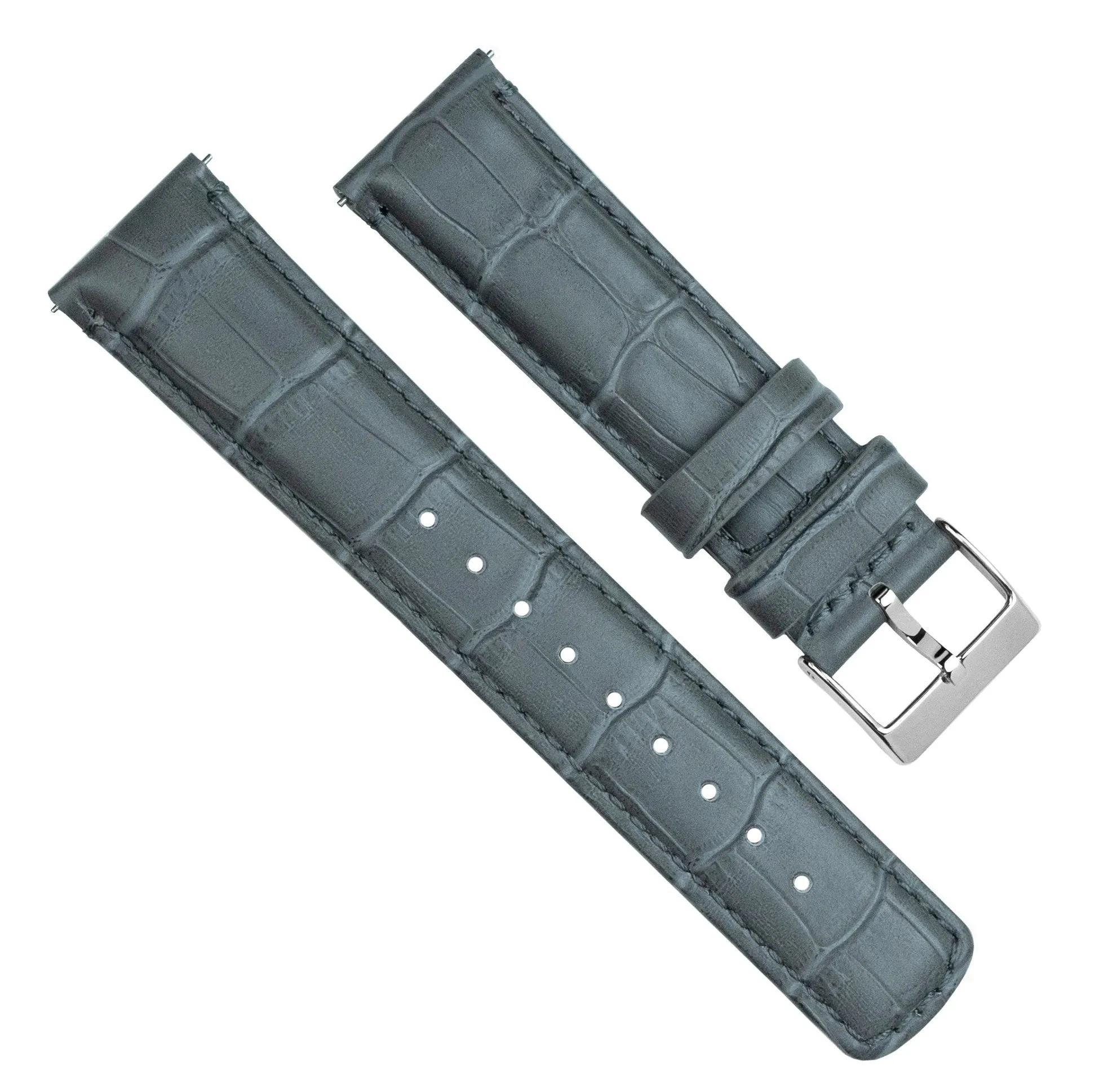 Smoke Grey Alligator Grain Leather Watch Band (15mm SALE)