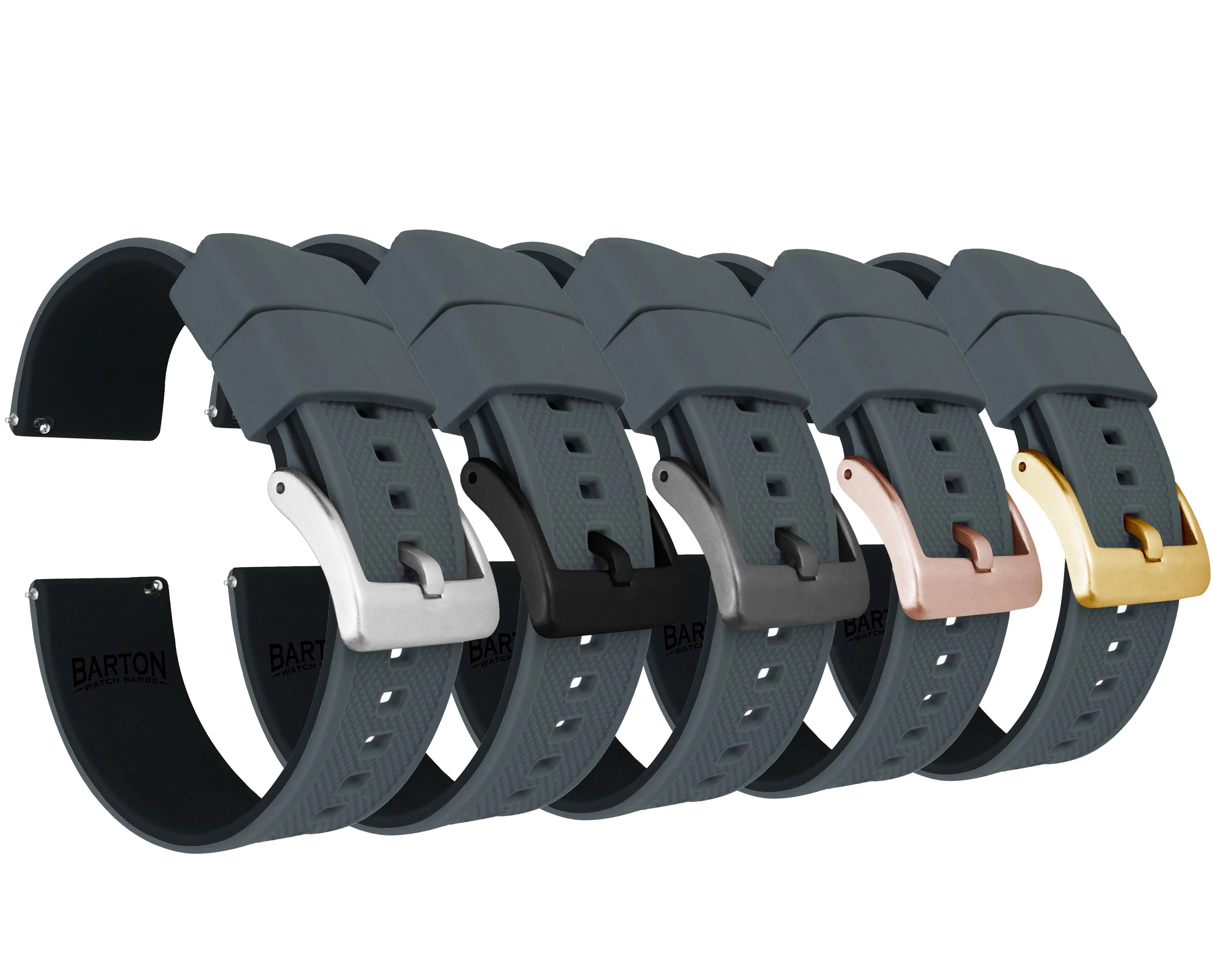 Smoke Grey Top Black Bottom Elite Silicone Watch Band