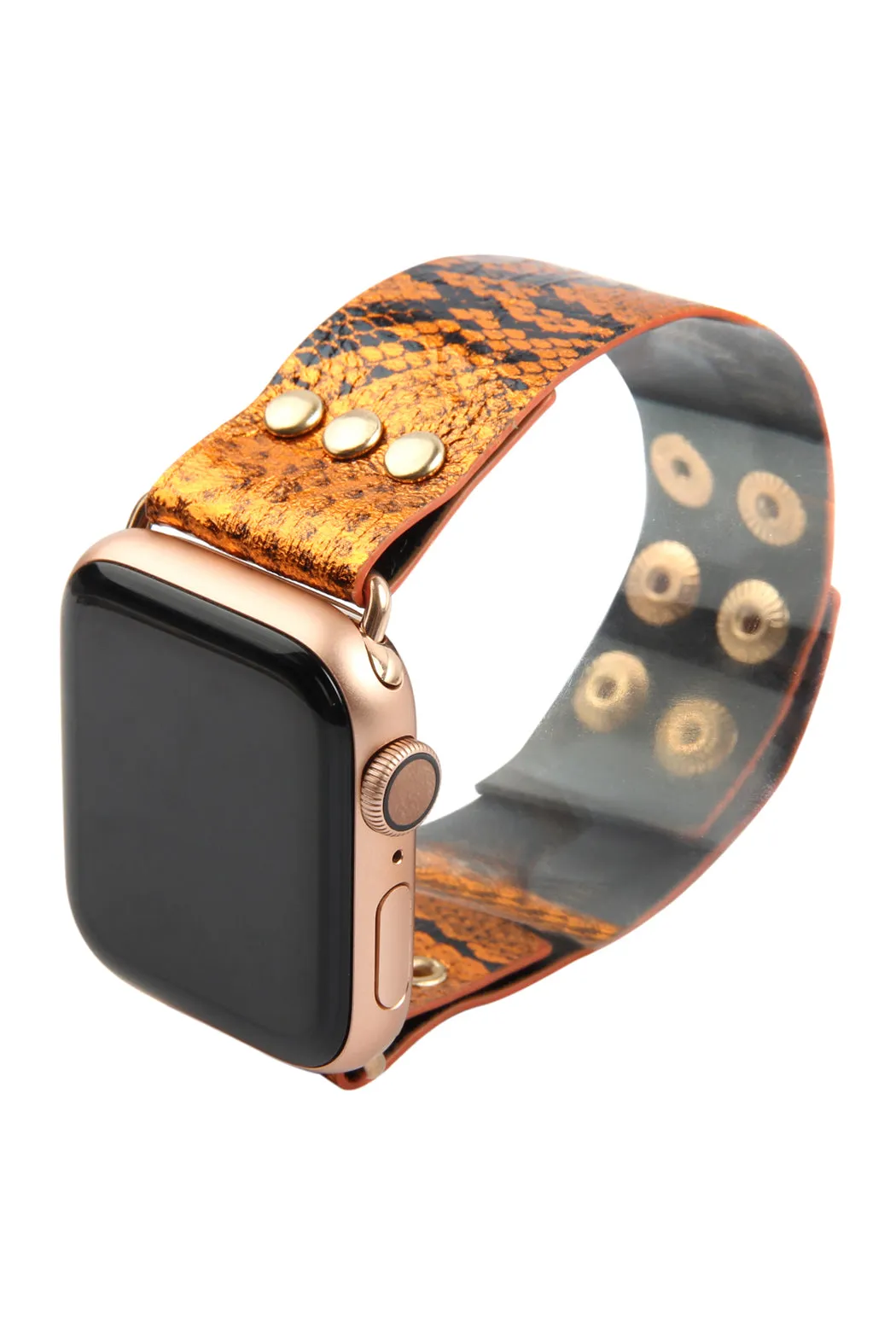 SNAKE PRINT LEATHER APPLE WATCH STRAP