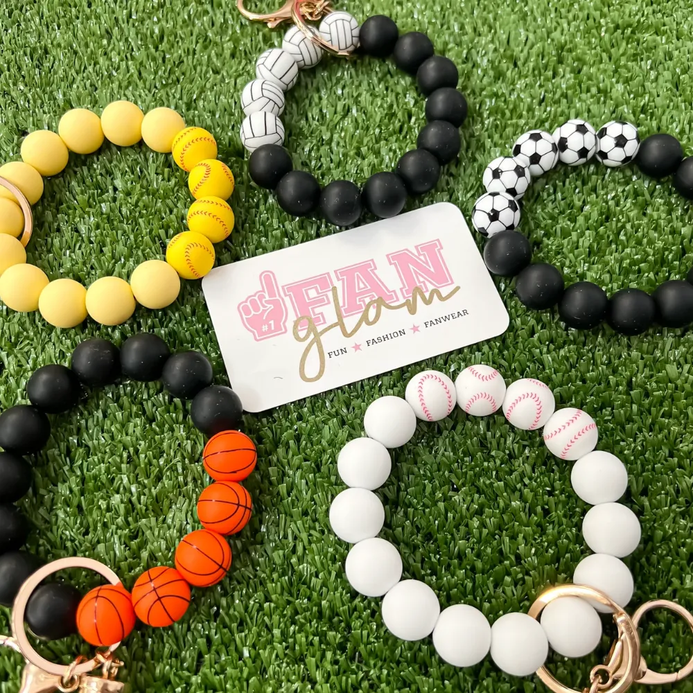 SPORTS BALL SILICONE WRISTLET TASSEL KEY CHAINS