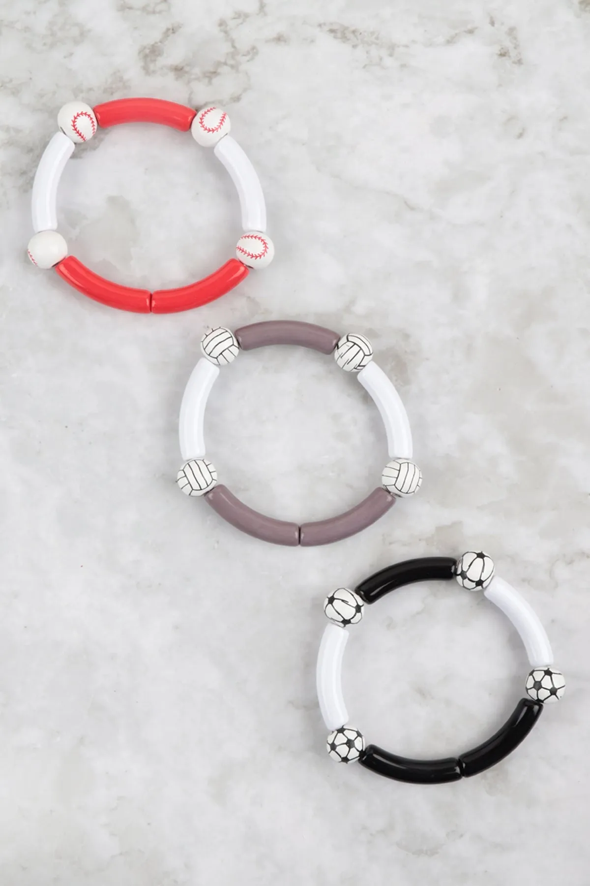 SPORTS GAMEDAY ACETATEPIPE WOOD ELASTIC BRACELET